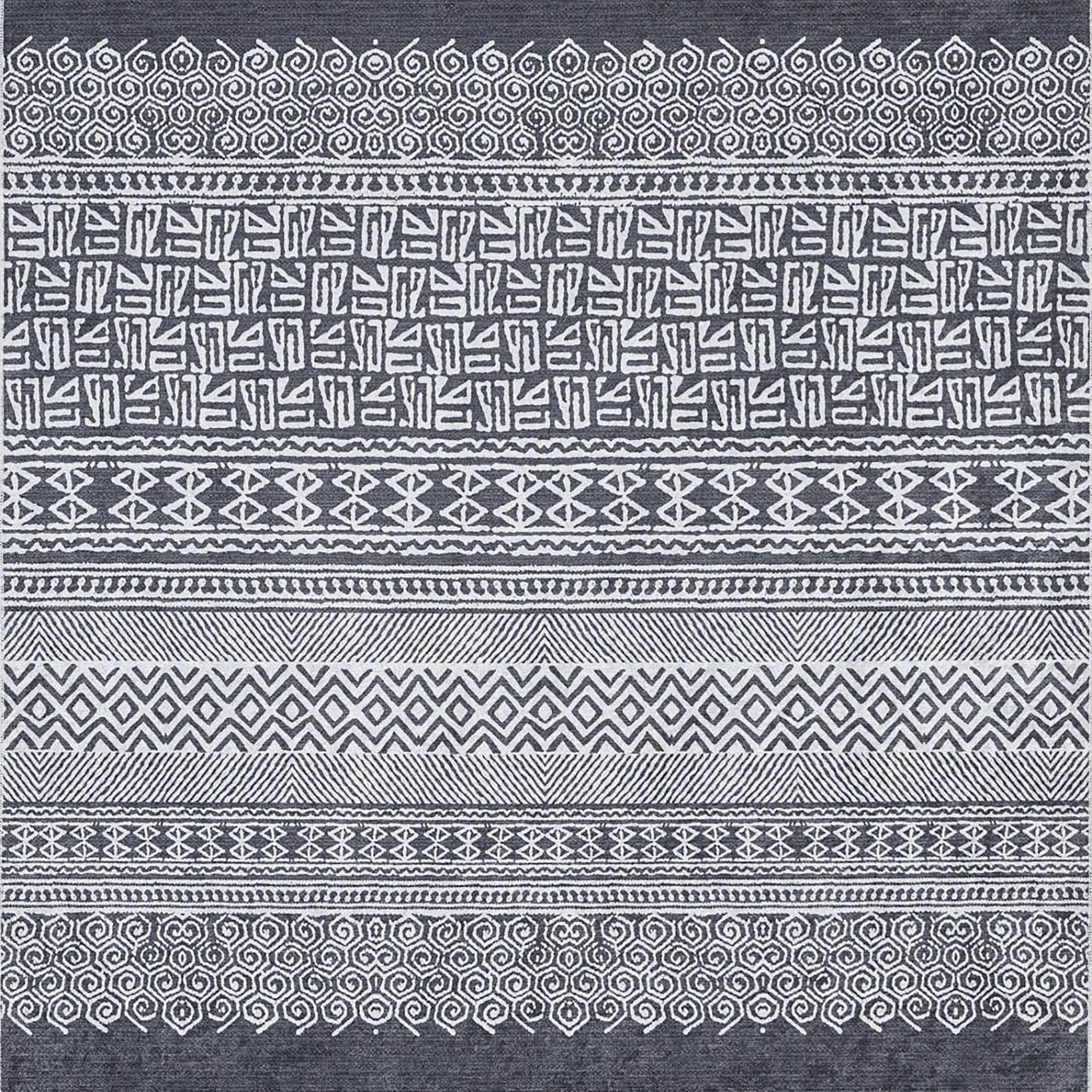 Melody Turkish Ethnic Gray Kilim Geometric Rug