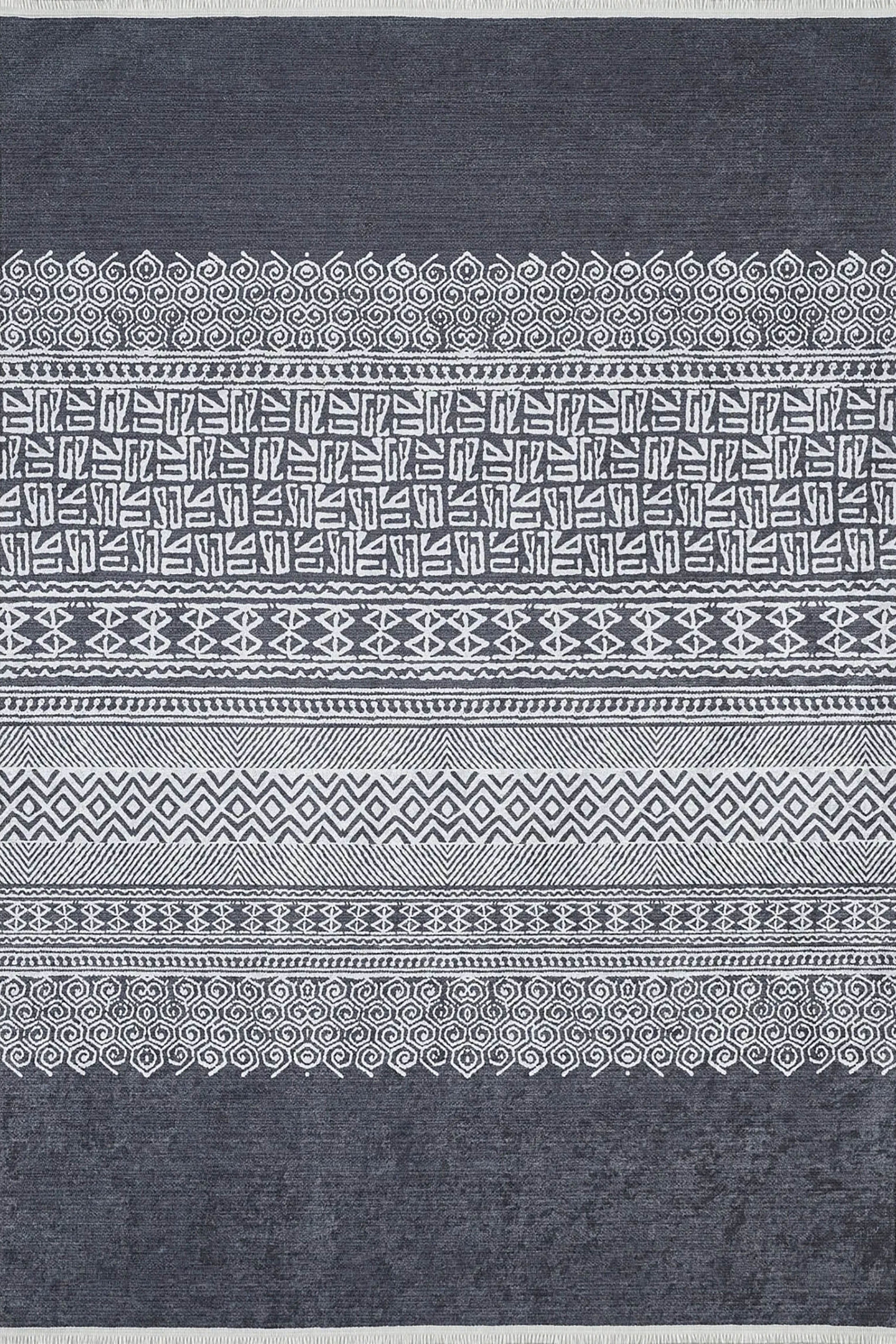 Melody Turkish Ethnic Gray Kilim Geometric Rug