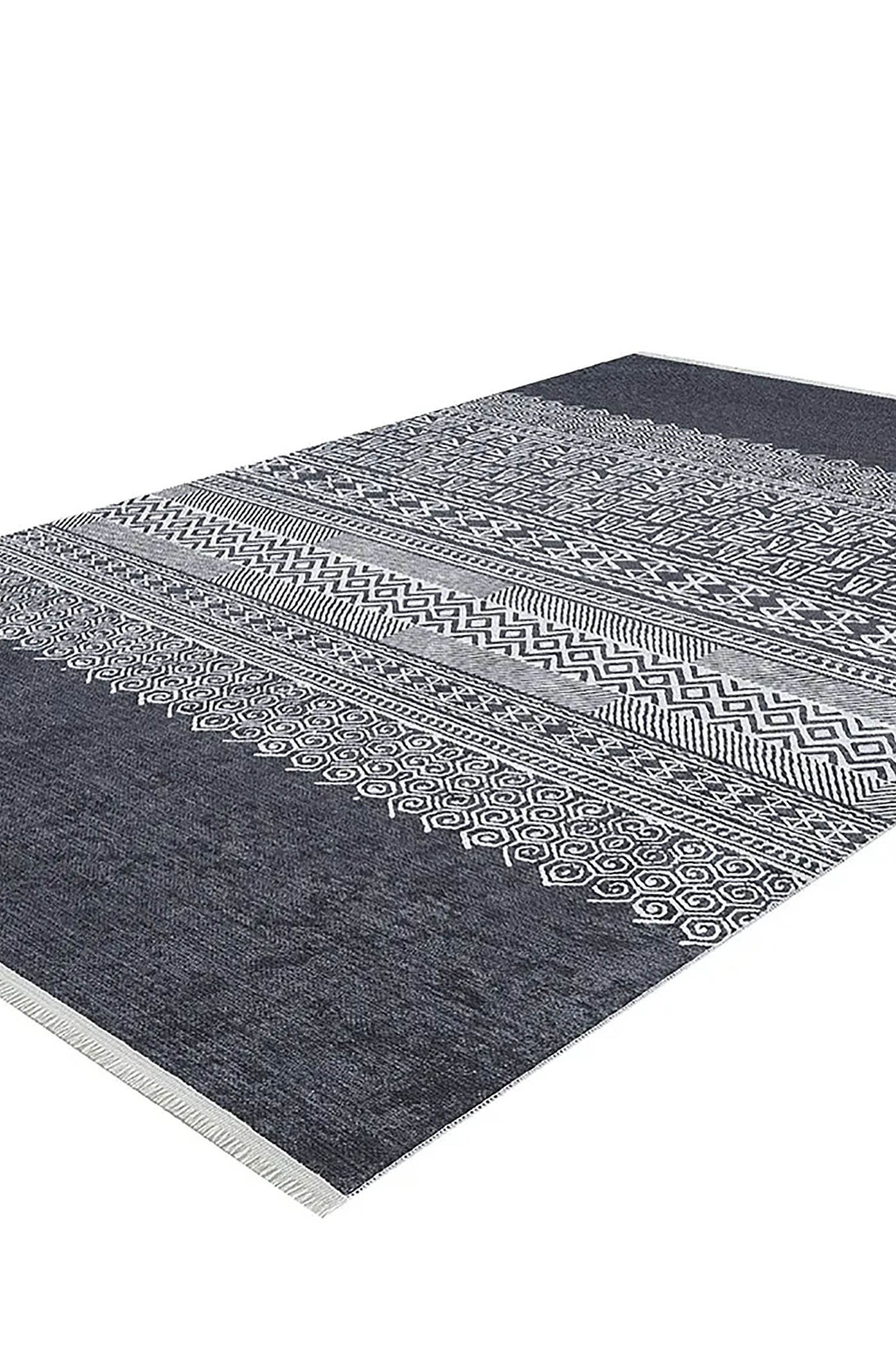 Melody Turkish Ethnic Gray Kilim Geometric Rug