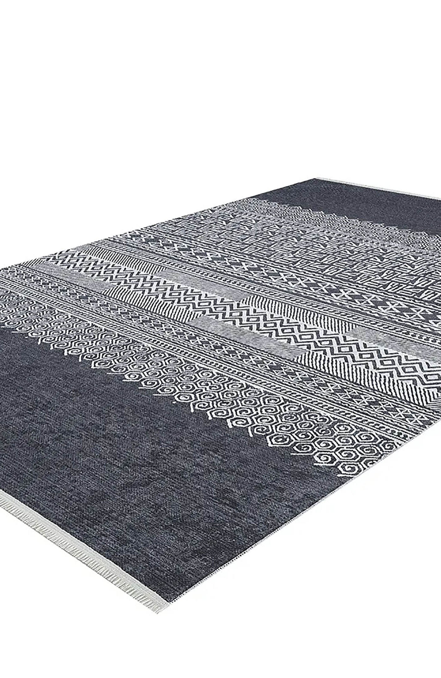 Melody Turkish Ethnic Gray Kilim Geometric Rug