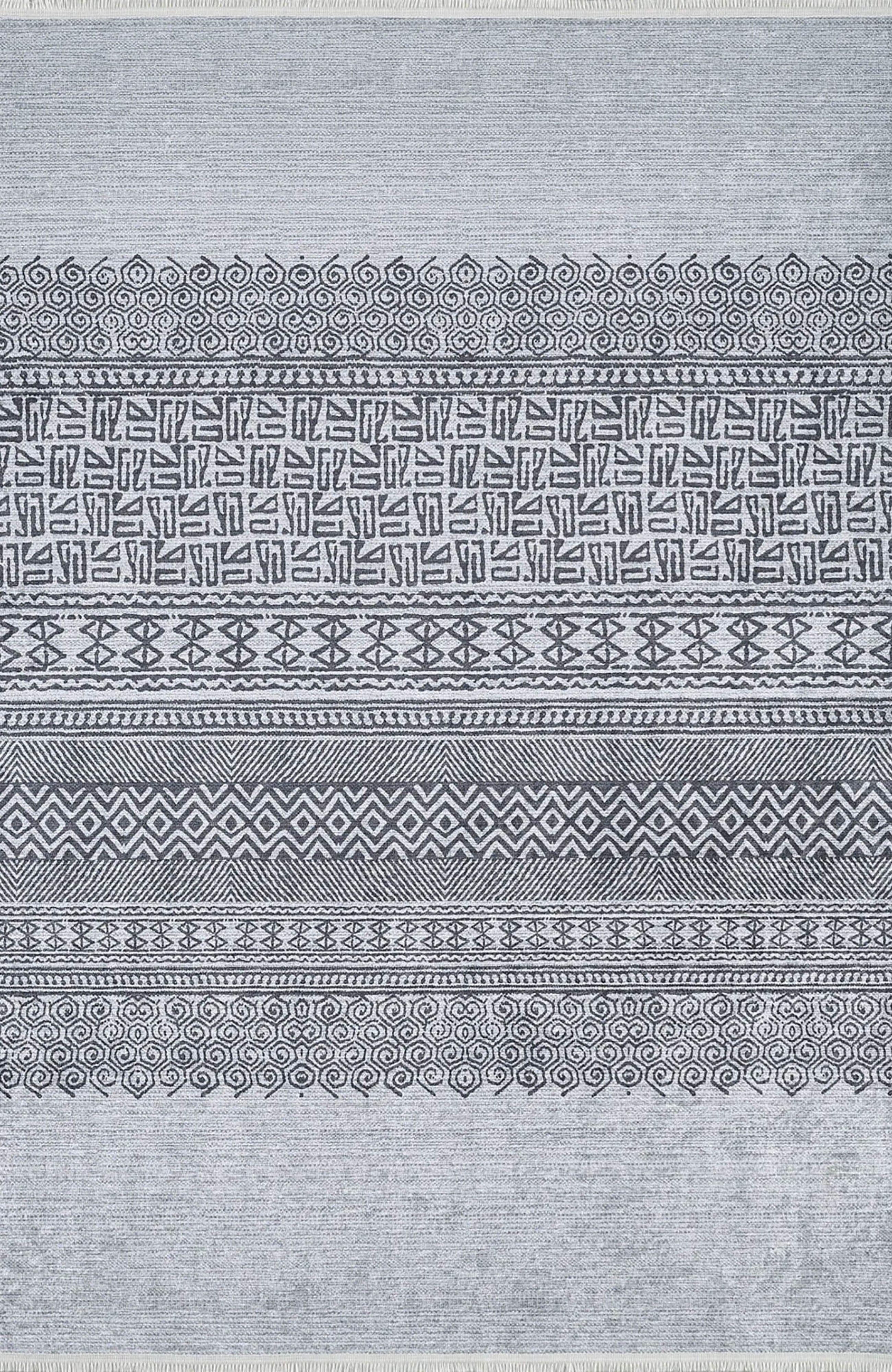 Rylee Turkish Ethnic Kilim Geometric Gray Rug