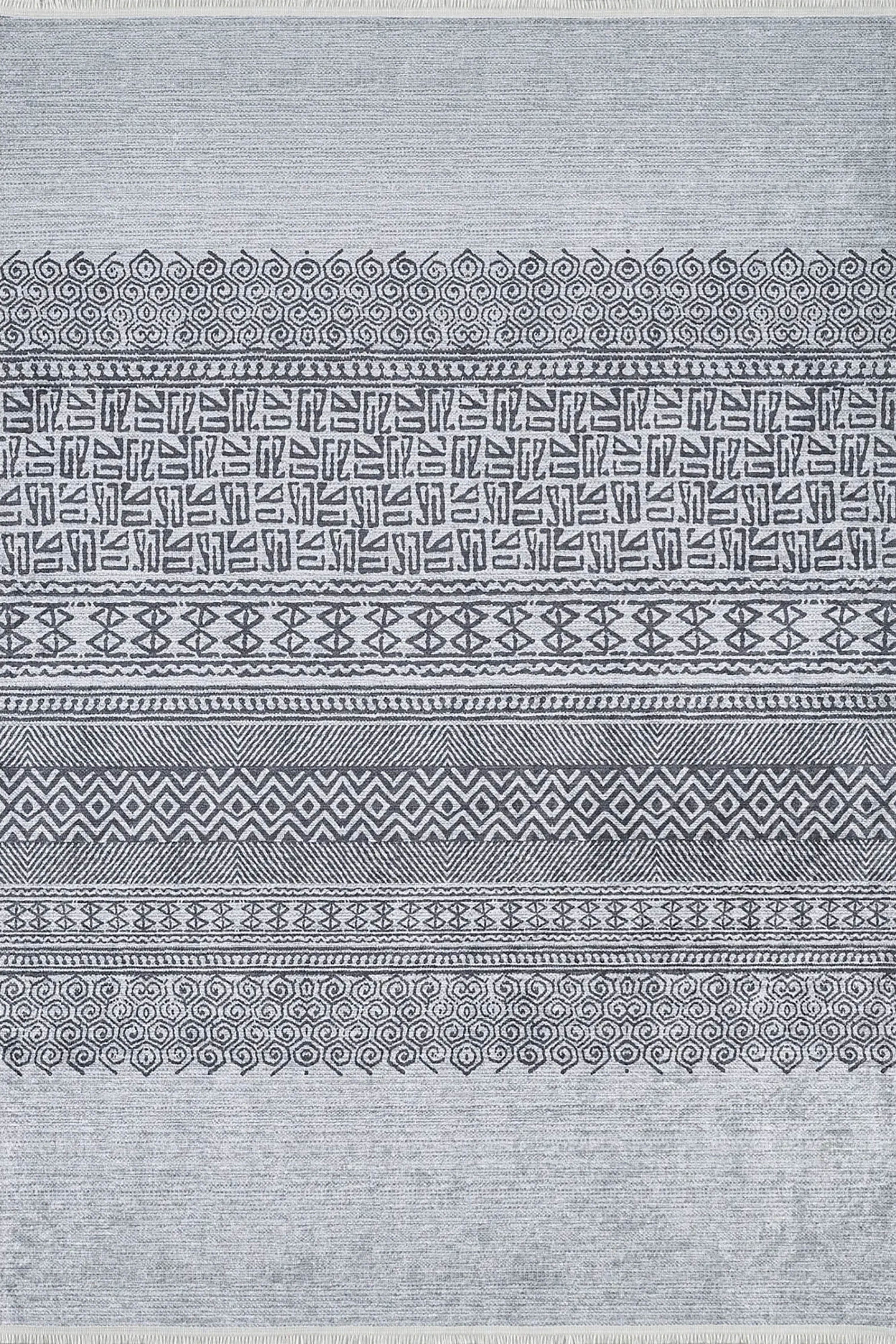 Rylee Turkish Ethnic Kilim Geometric Gray Rug