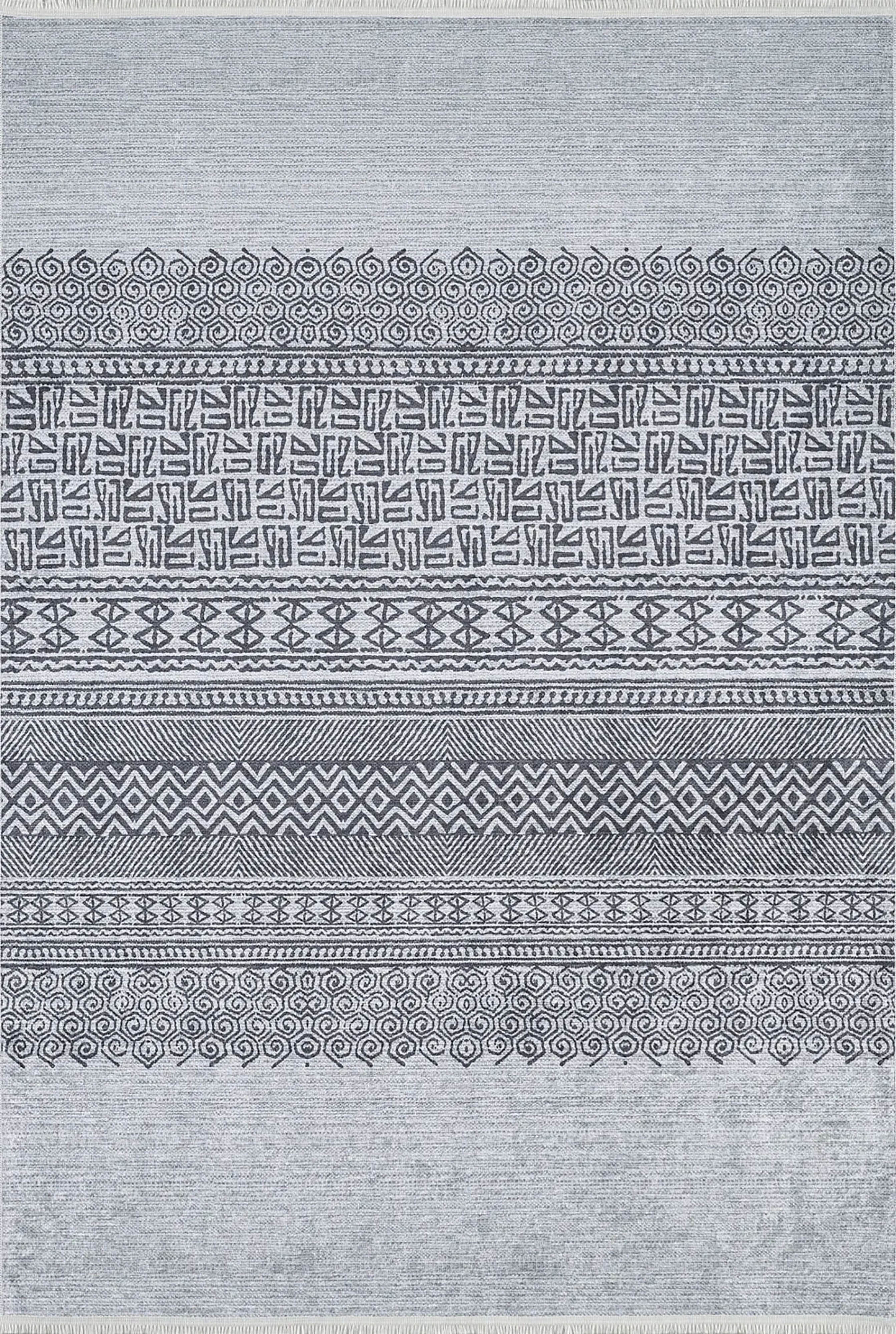 Rylee Turkish Ethnic Kilim Geometric Gray Rug