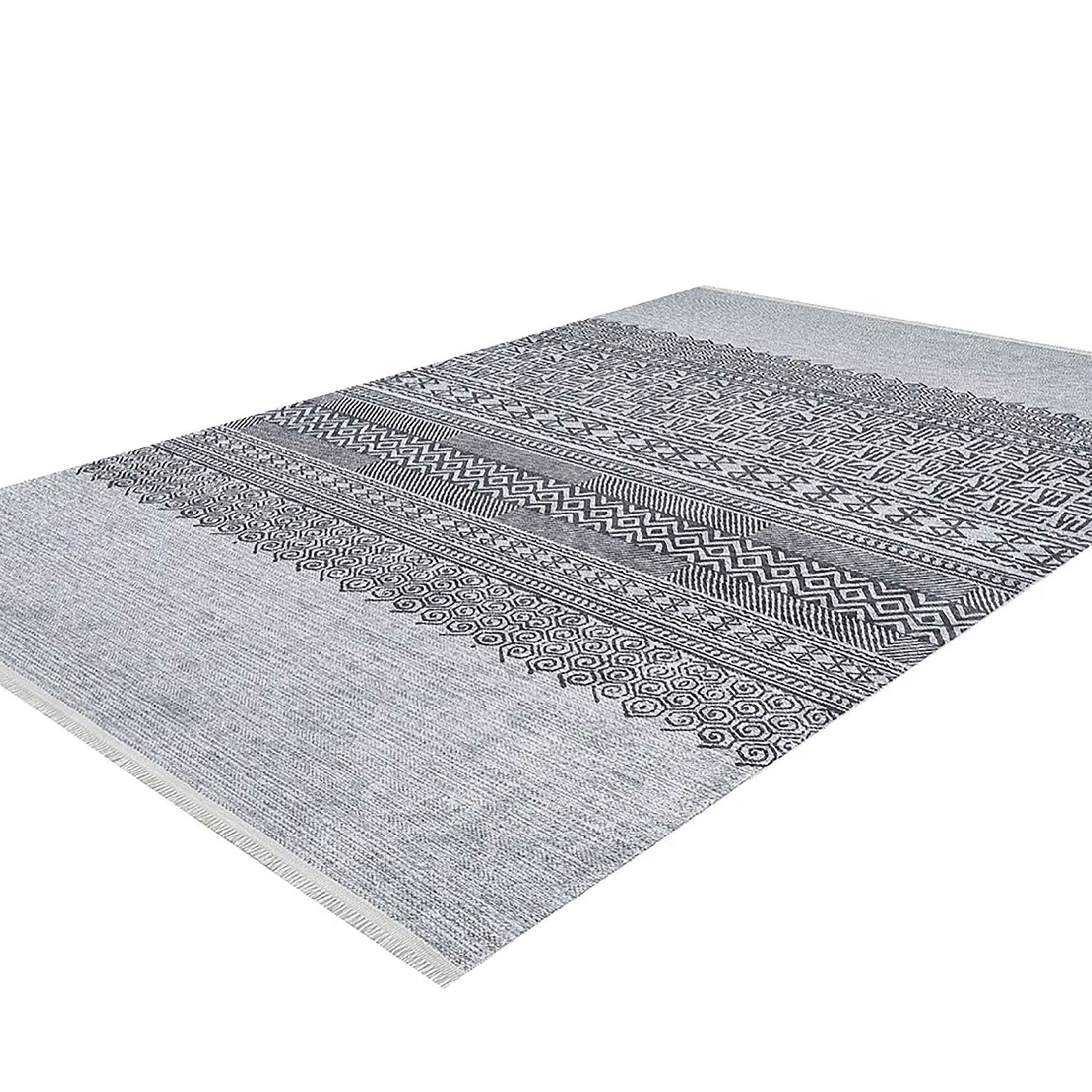 Rylee Turkish Ethnic Kilim Geometric Gray Rug