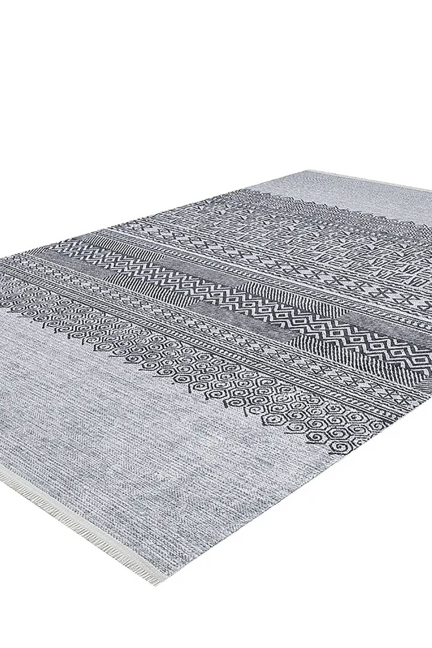 Rylee Turkish Ethnic Kilim Geometric Gray Rug
