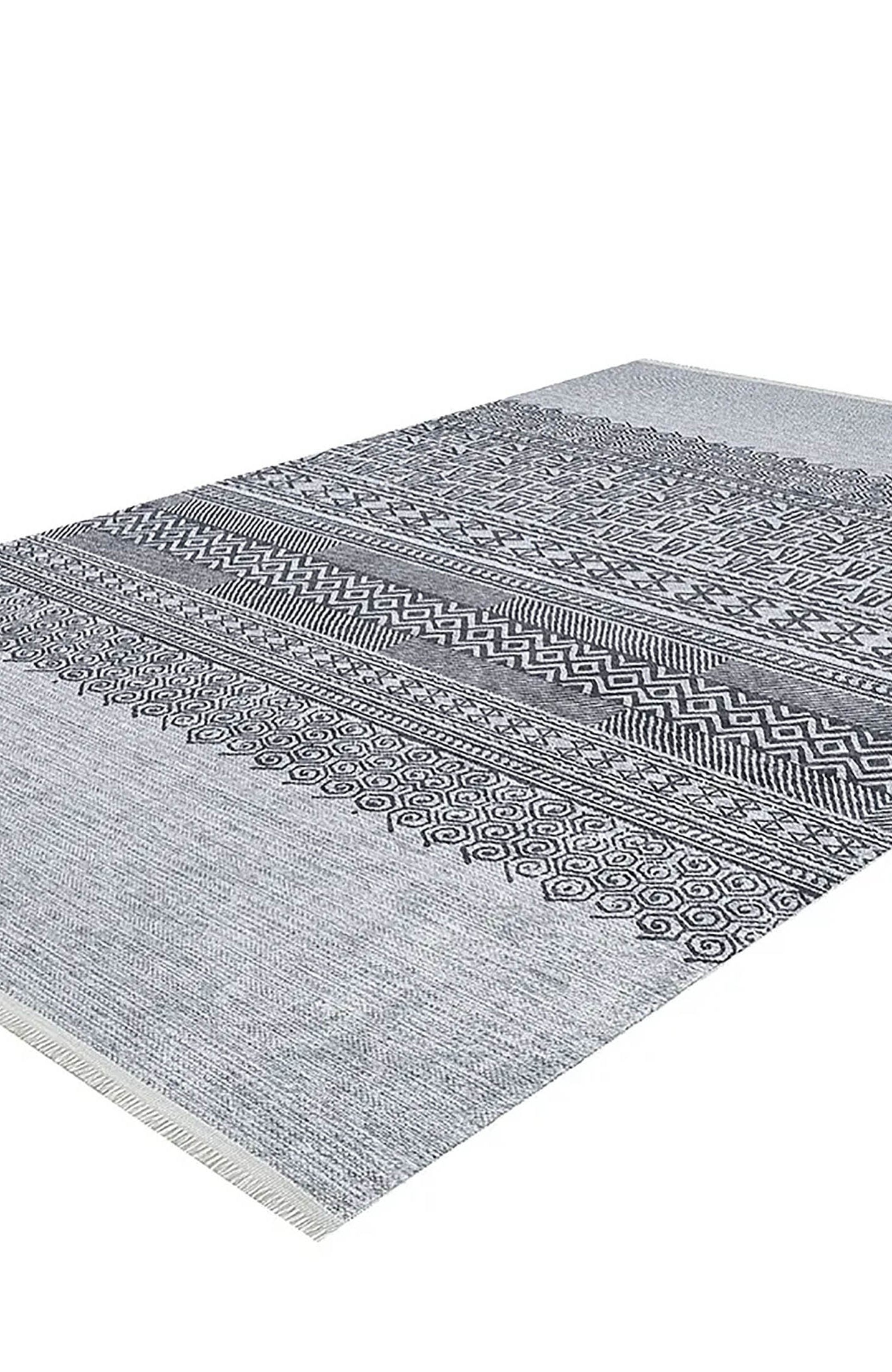 Rylee Turkish Ethnic Kilim Geometric Gray Rug