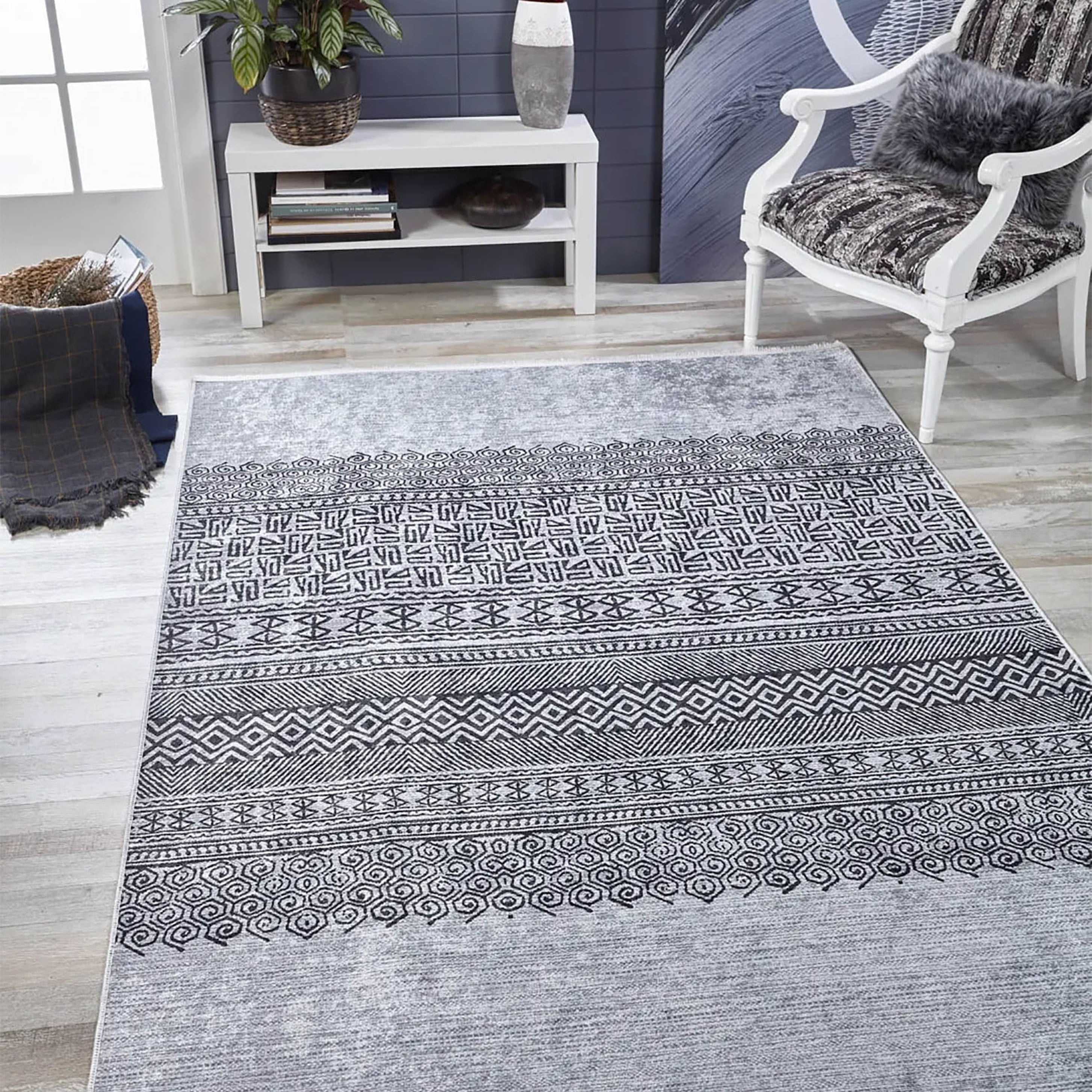 Rylee Turkish Ethnic Kilim Geometric Gray Rug