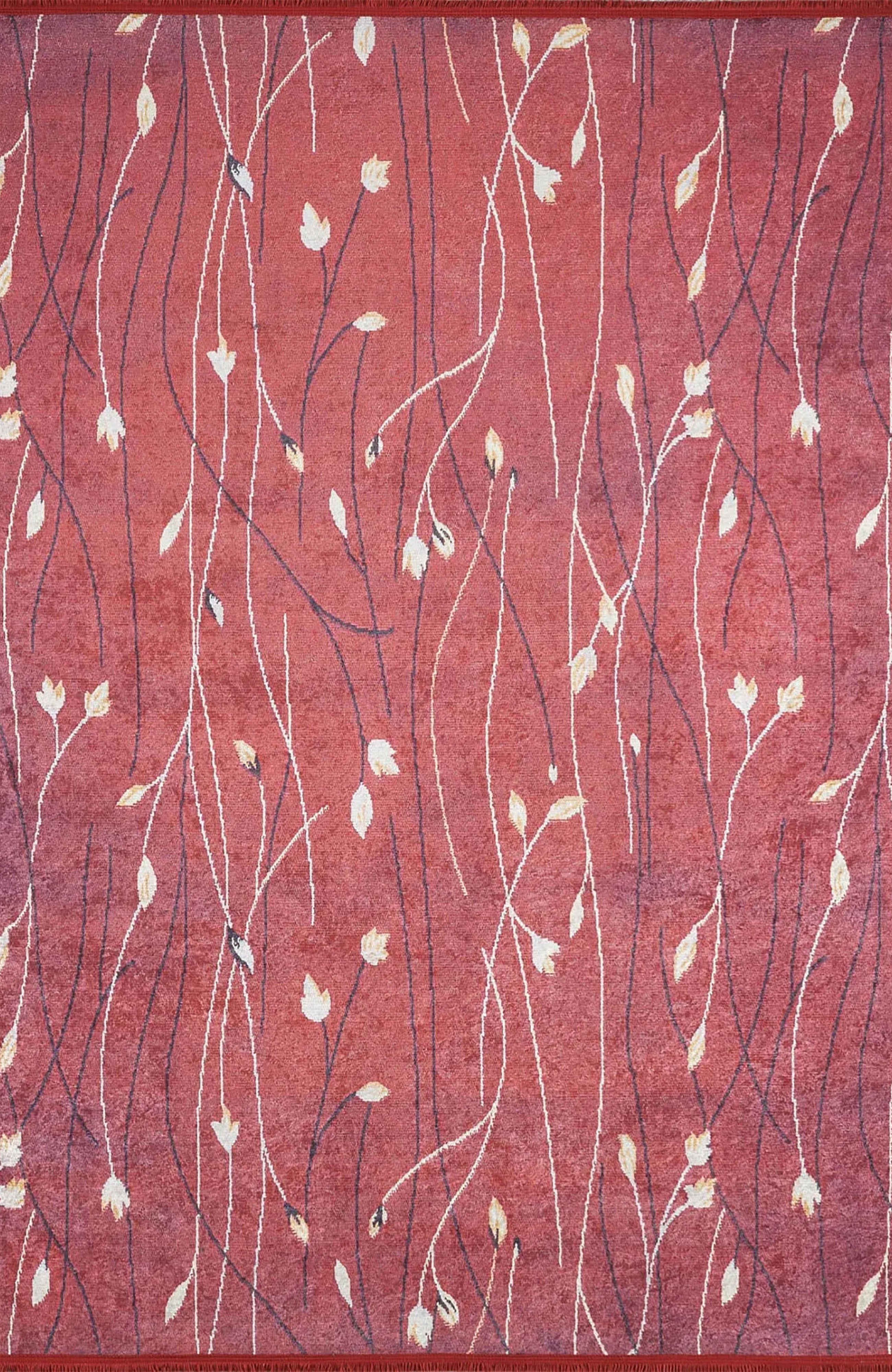 Melissa Flower Design Turkish Ethnic Kilim Red Rug