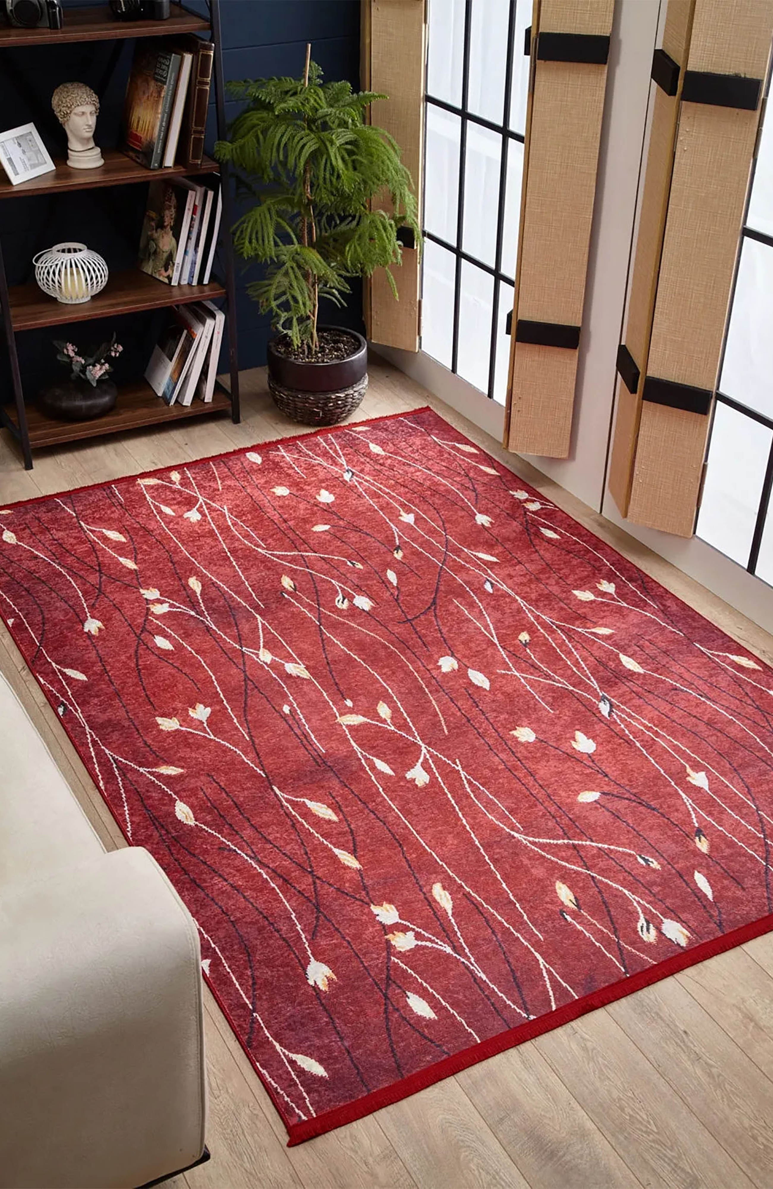 Melissa Flower Design Turkish Ethnic Kilim Red Rug