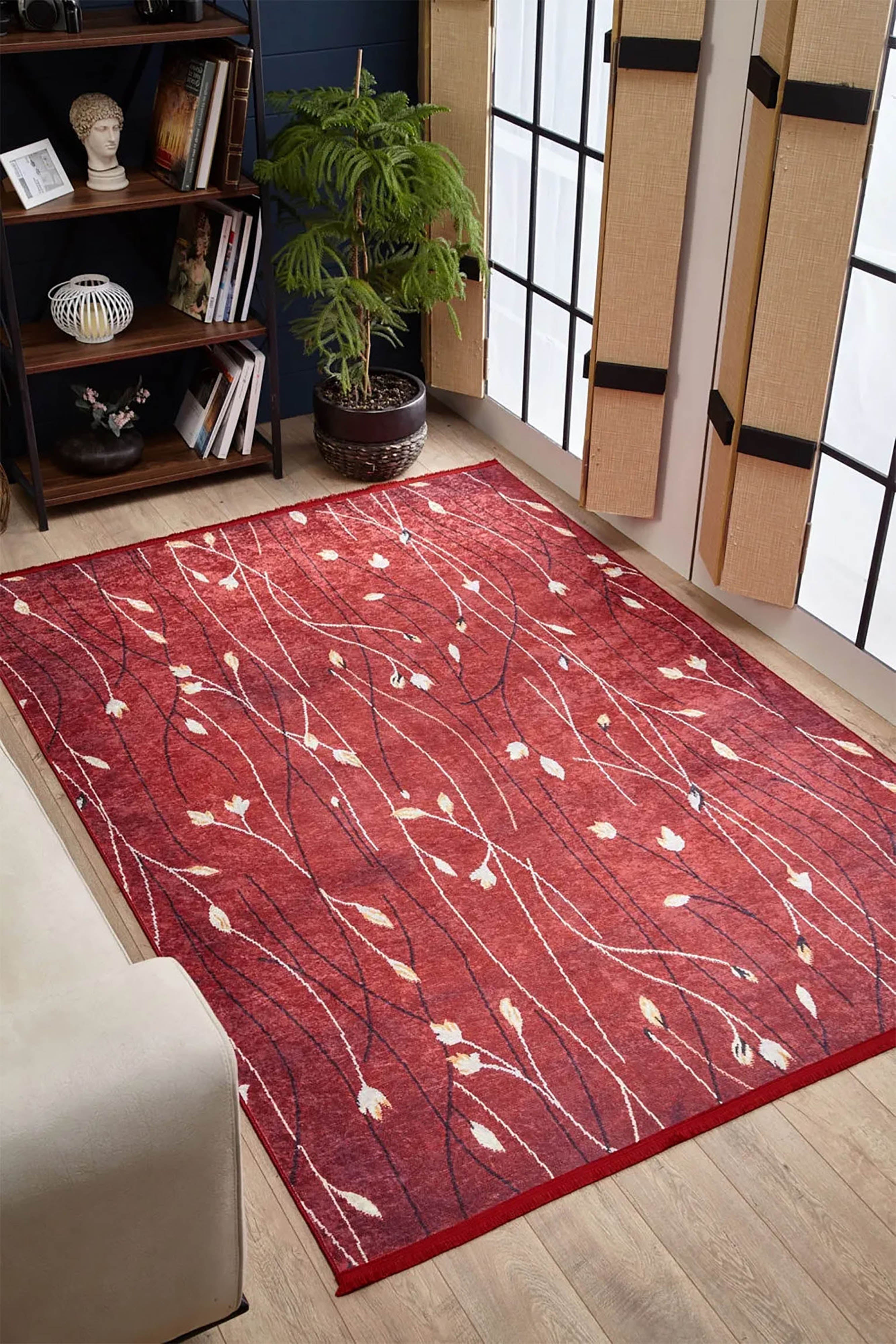 Melissa Flower Design Turkish Ethnic Kilim Red Rug