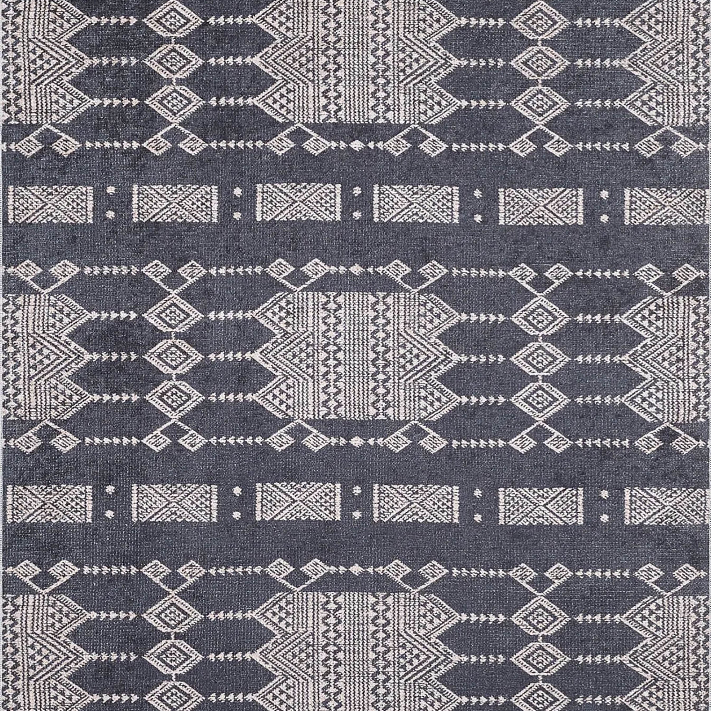 Dream Bohemian Geometric Turkish Kilim Black Rug