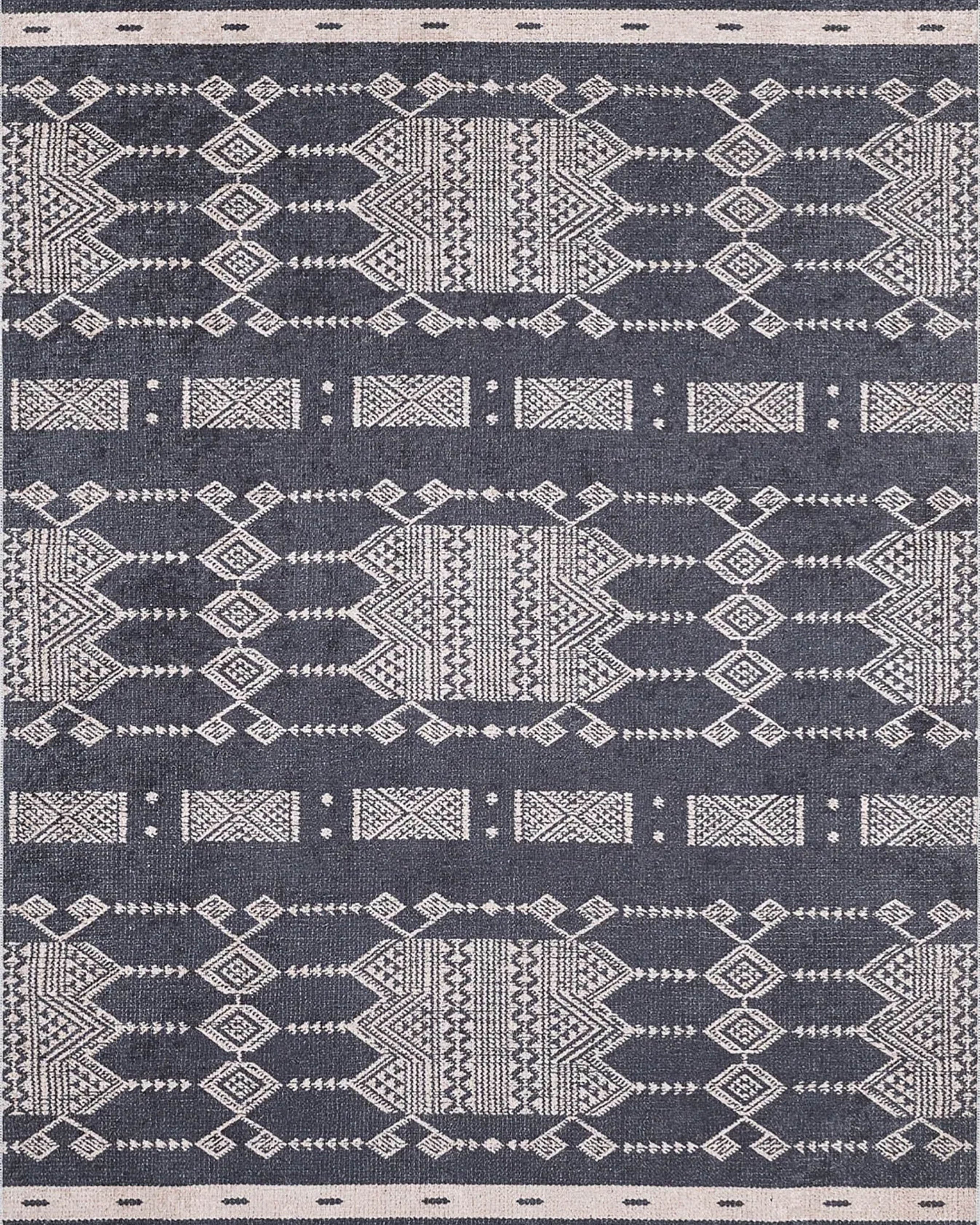 Dream Bohemian Geometric Turkish Kilim Black Rug