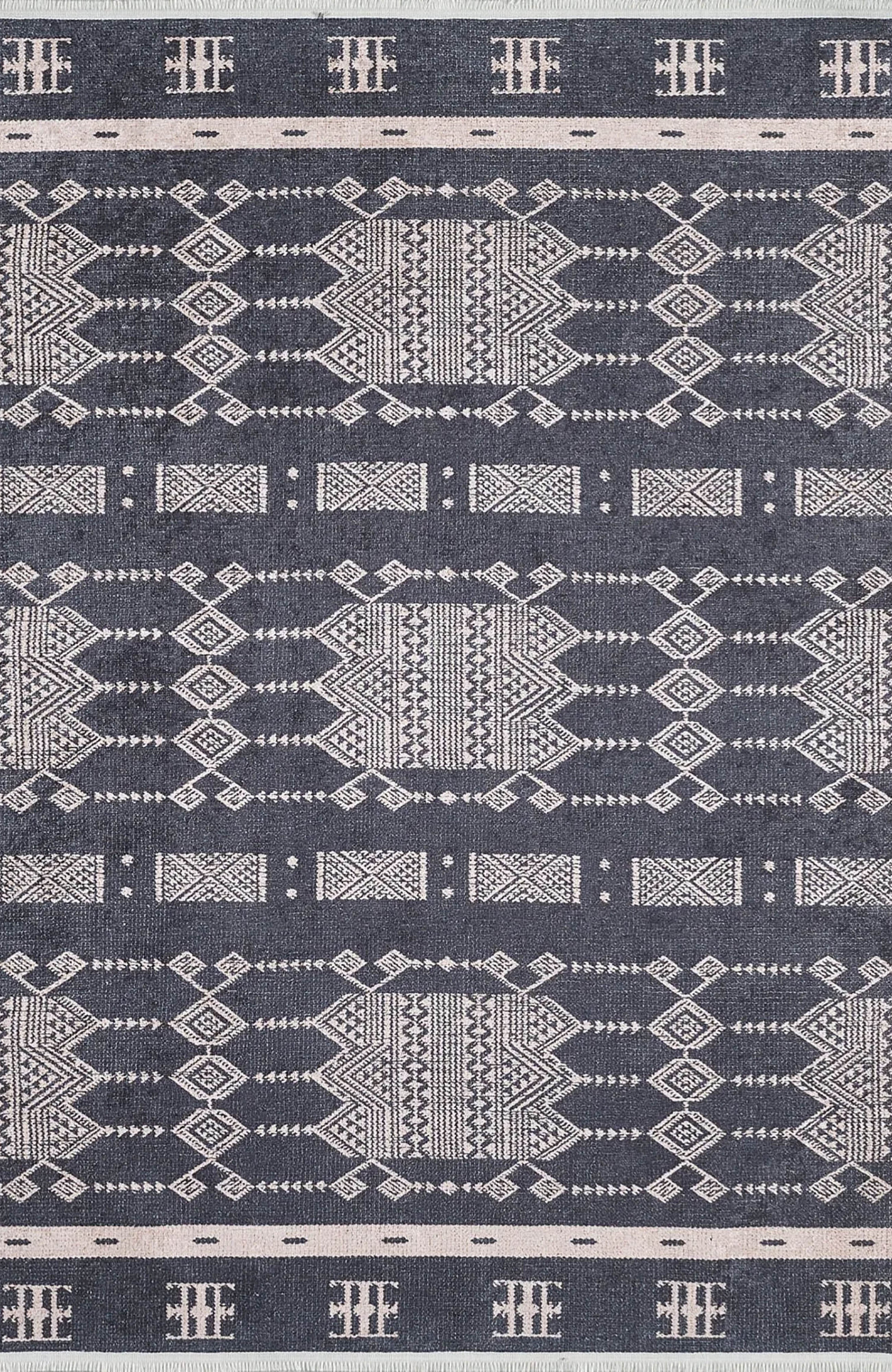 Dream Bohemian Geometric Turkish Kilim Black Rug