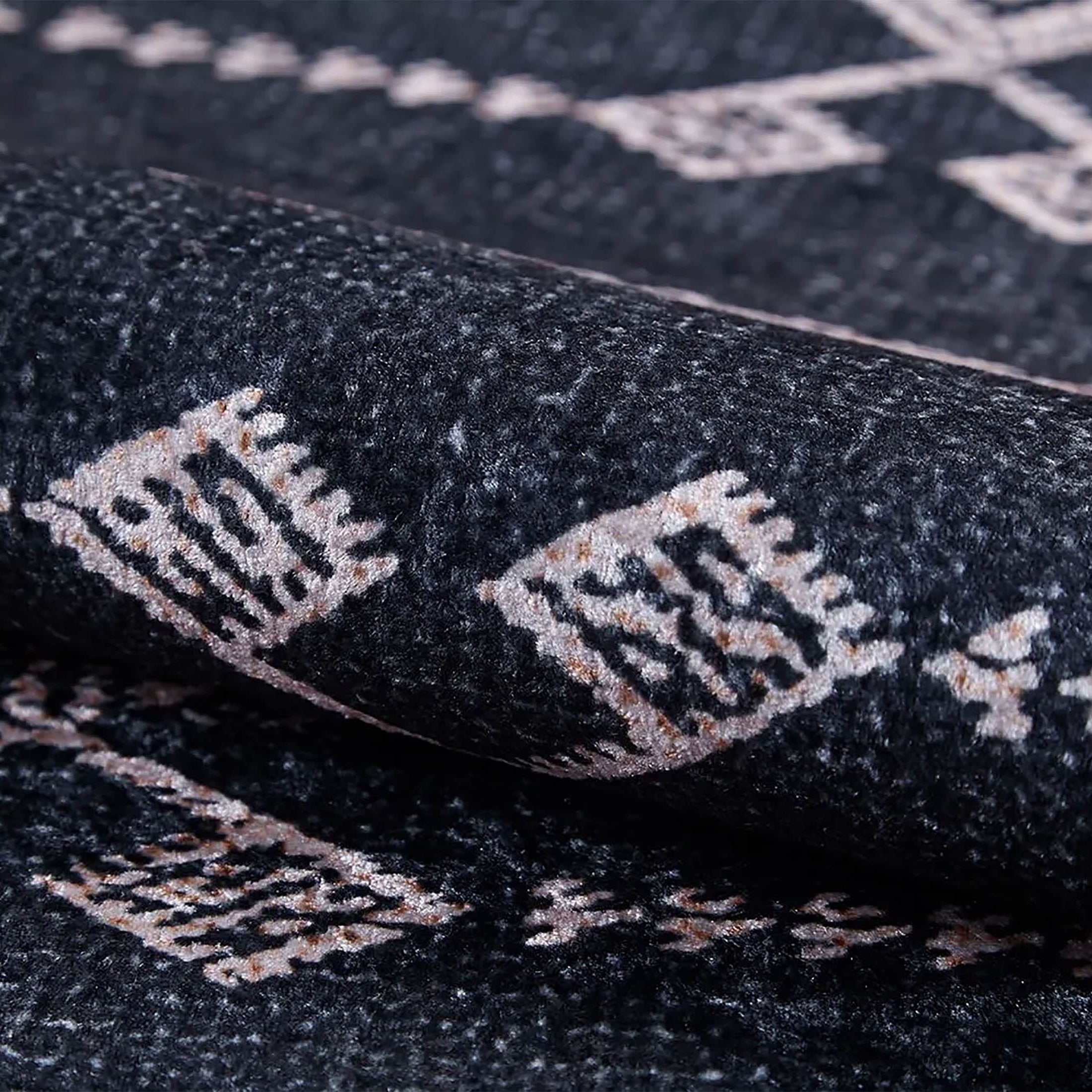 Dream Bohemian Geometric Turkish Kilim Black Rug