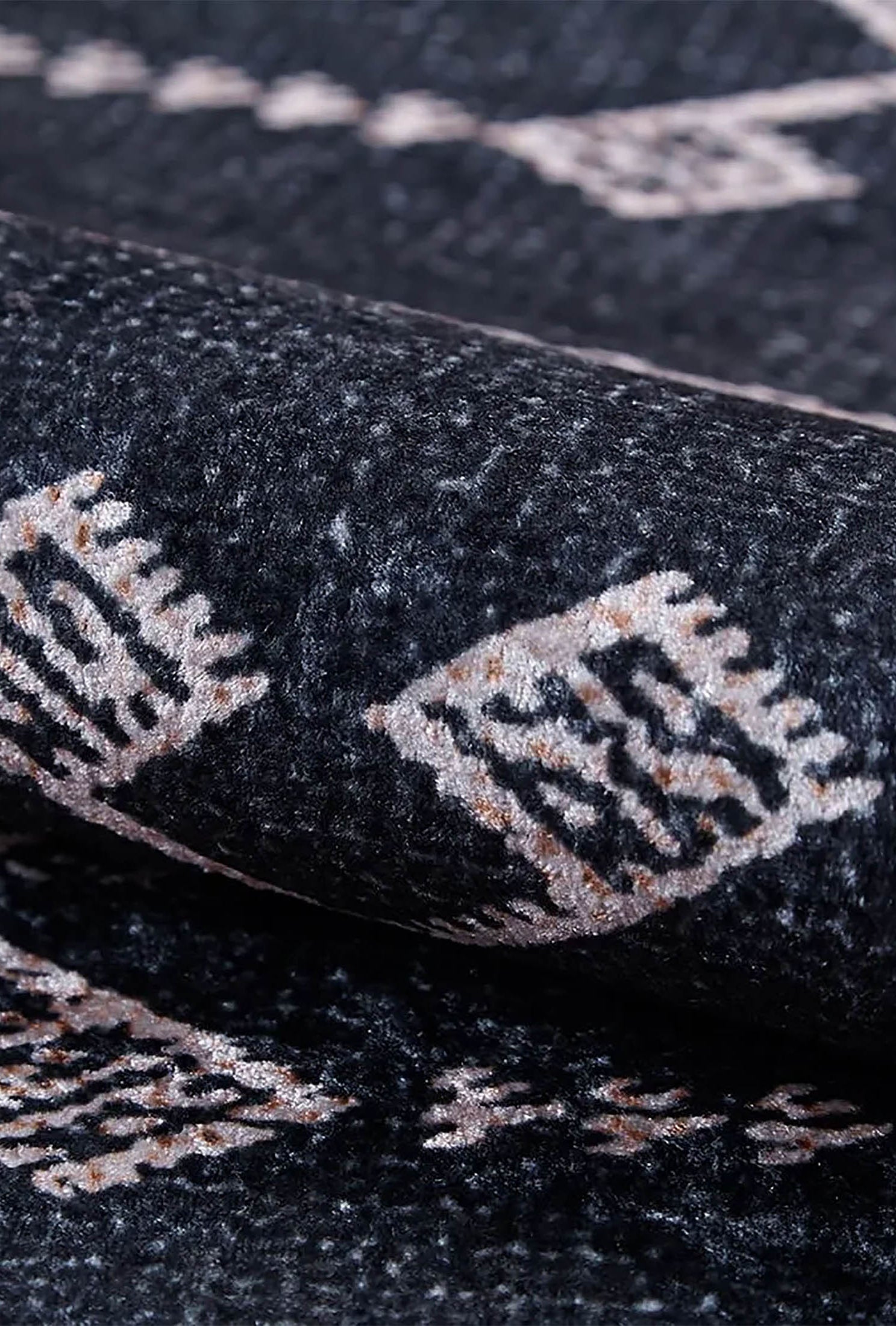 Dream Bohemian Geometric Turkish Kilim Black Rug