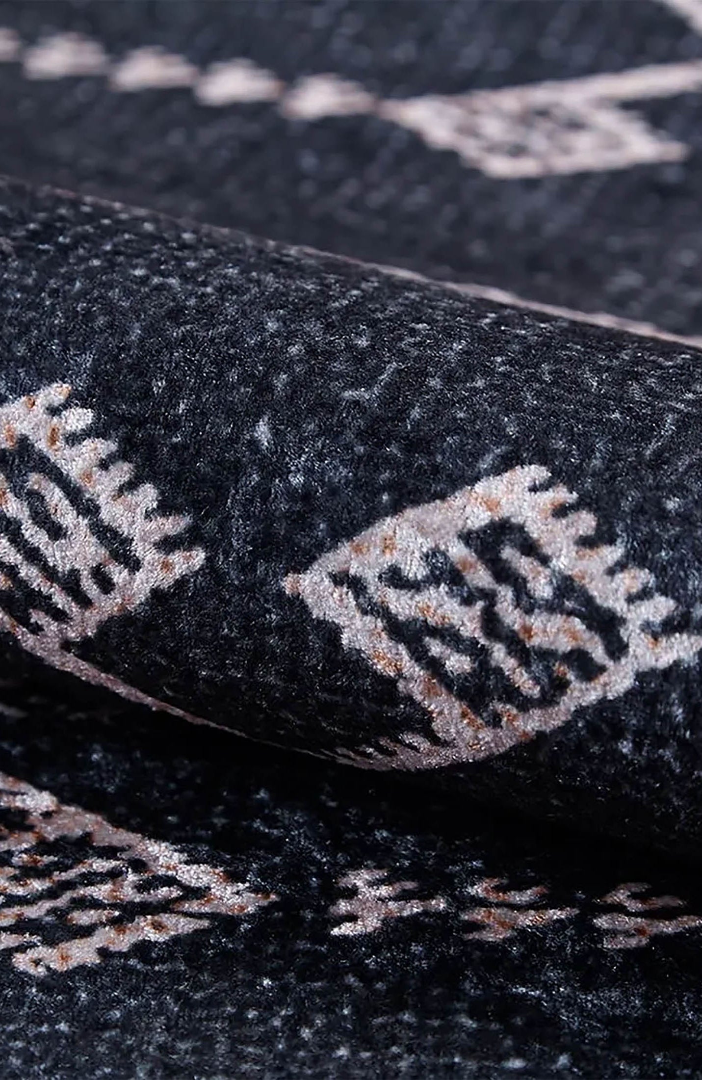 Dream Bohemian Geometric Turkish Kilim Black Rug