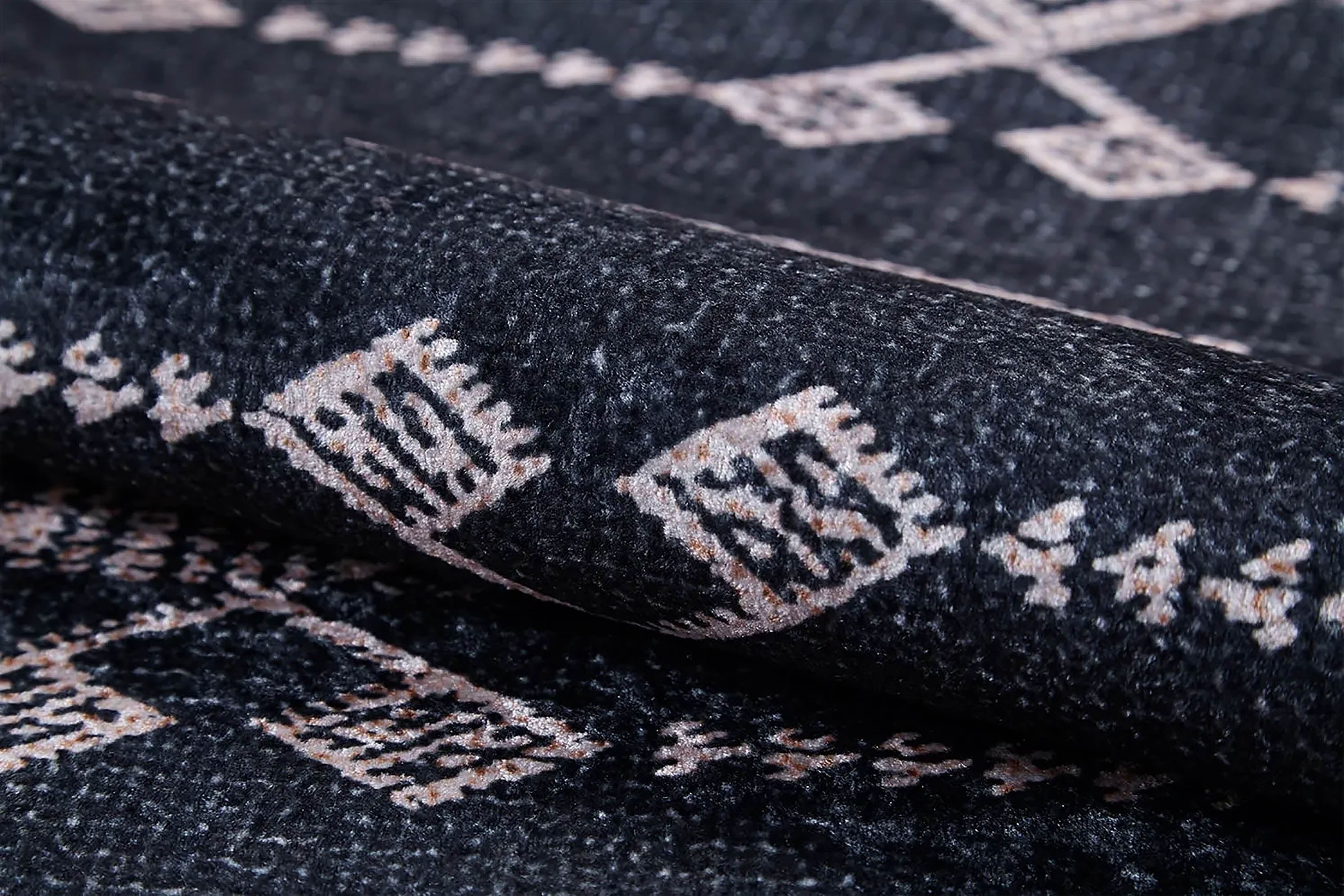 Dream Bohemian Geometric Turkish Kilim Black Rug