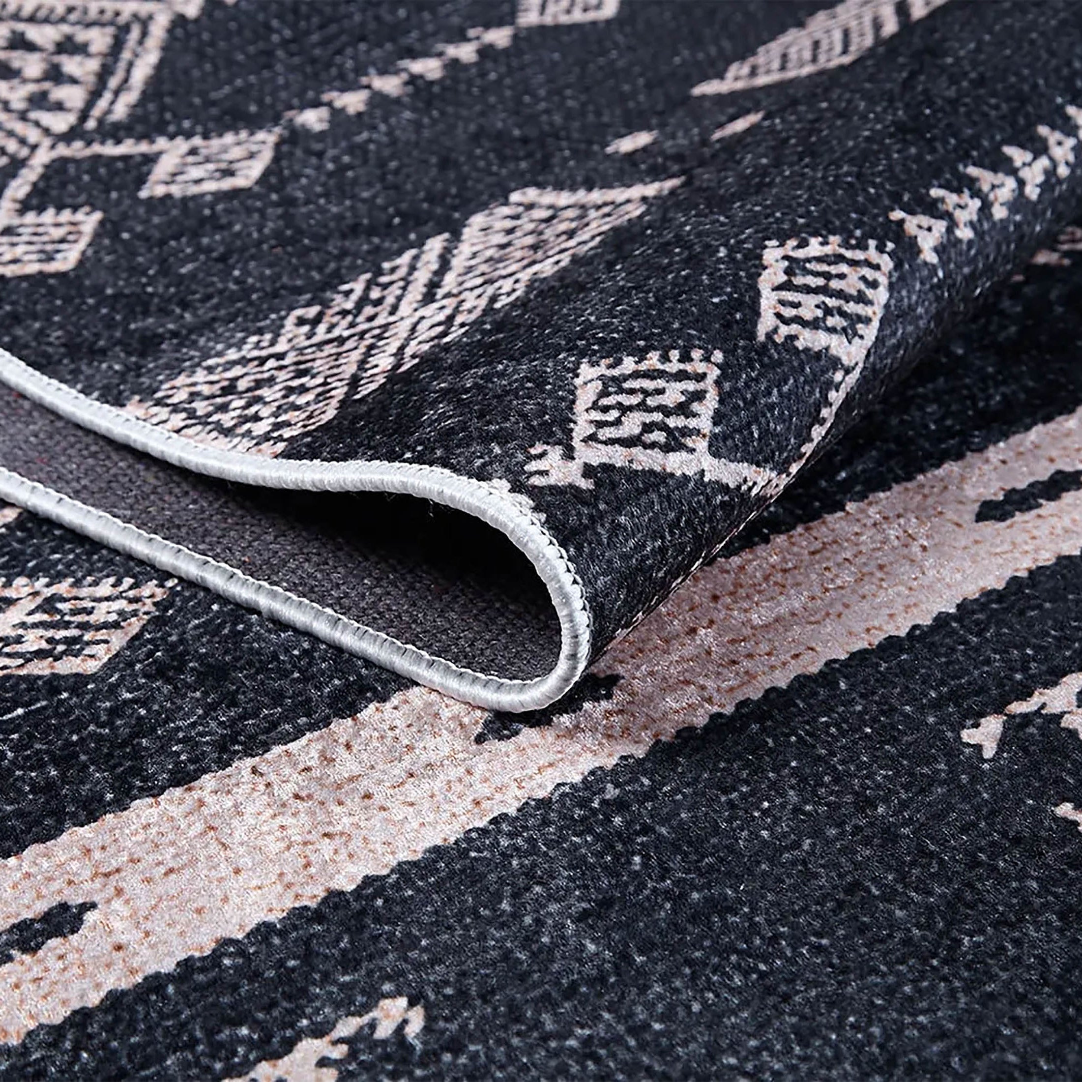 Dream Bohemian Geometric Turkish Kilim Black Rug