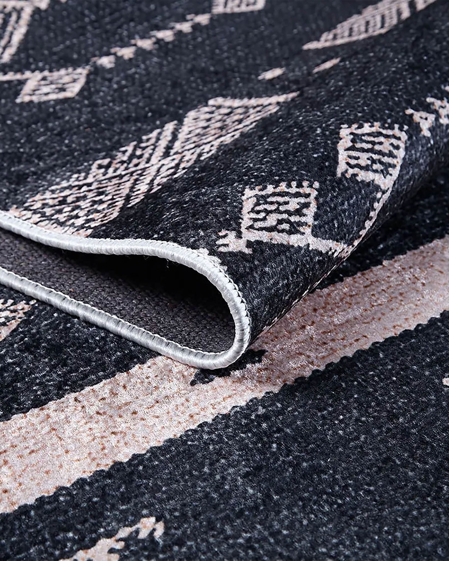 Dream Bohemian Geometric Turkish Kilim Black Rug