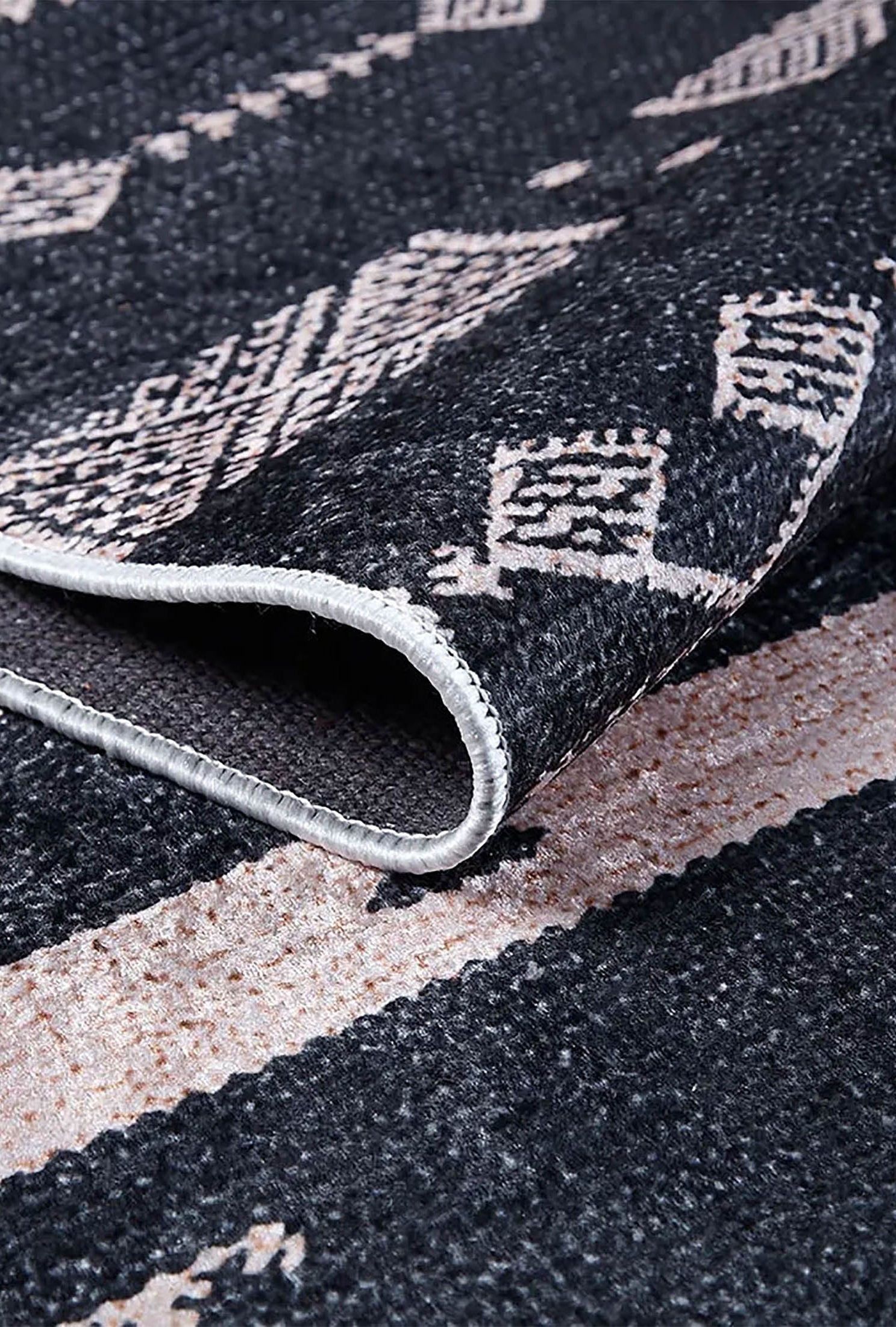 Dream Bohemian Geometric Turkish Kilim Black Rug