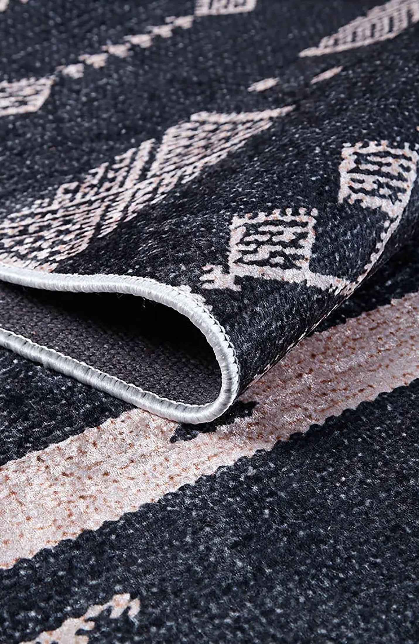 Dream Bohemian Geometric Turkish Kilim Black Rug