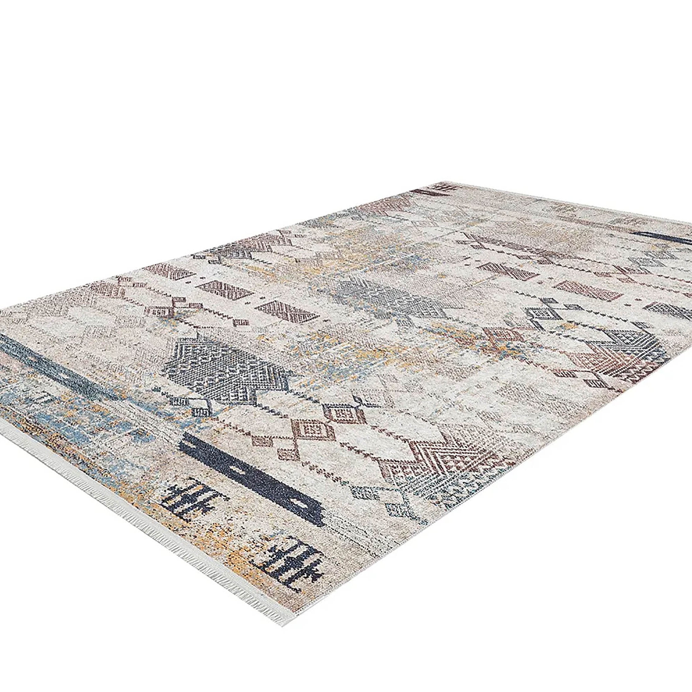 Serena Geometric Luxury Home Decor Turkish Kilim Beige Rug