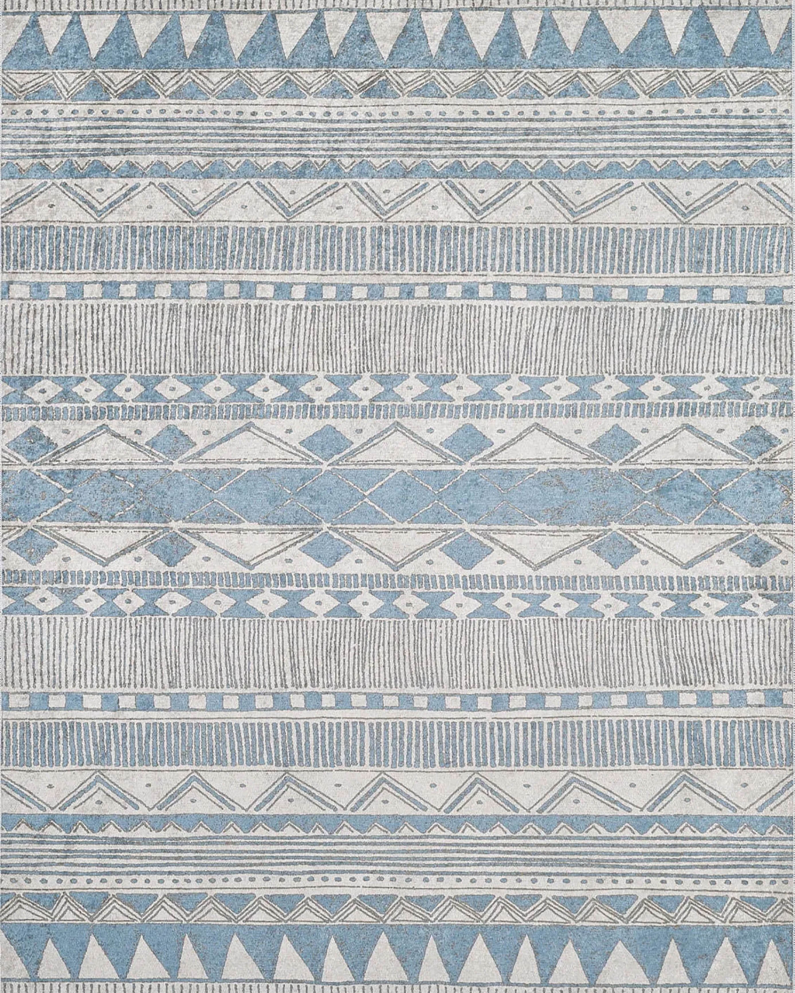 Alaya Turkish Blue Geometric Artistic Decor Rug