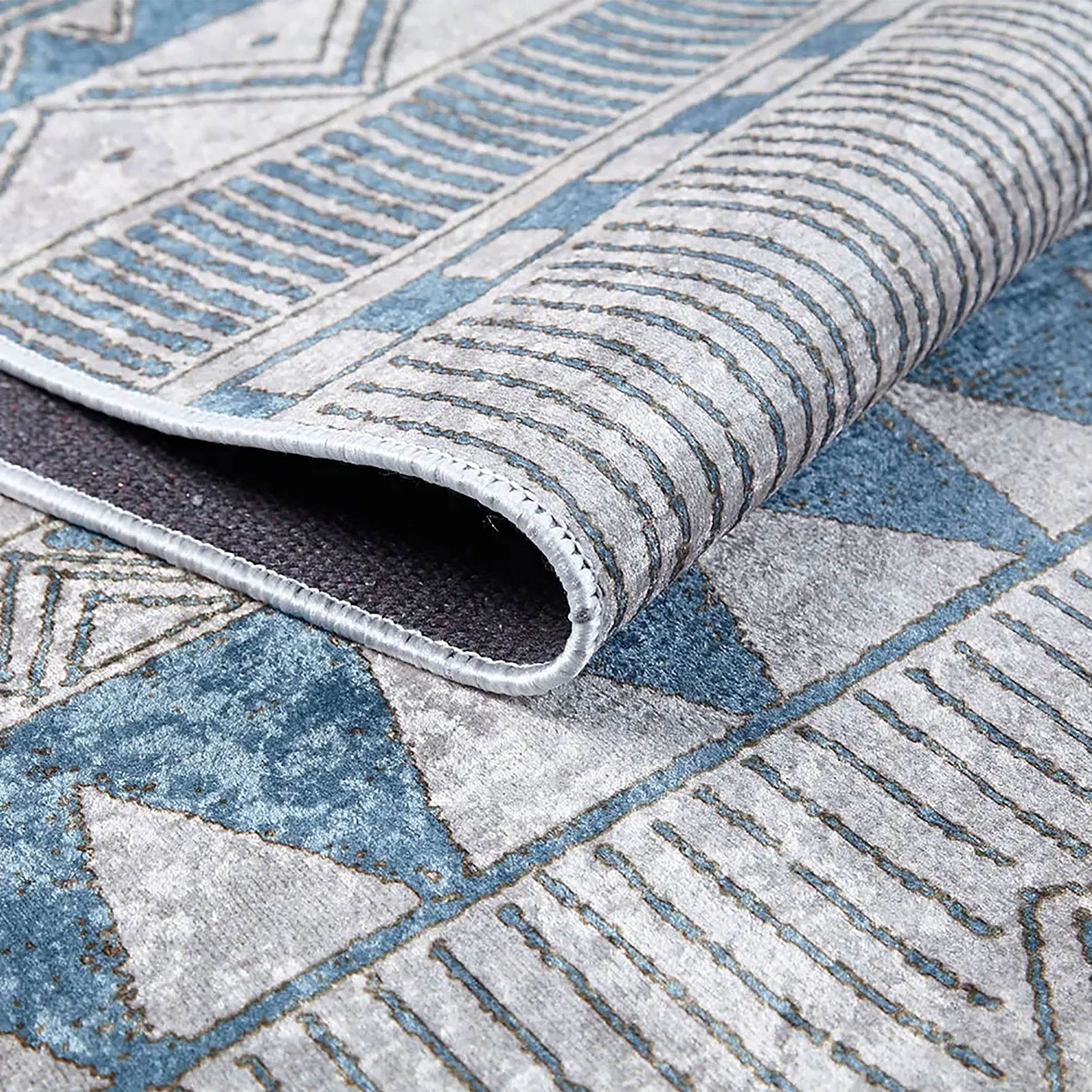 Alaya Turkish Blue Geometric Artistic Decor Rug