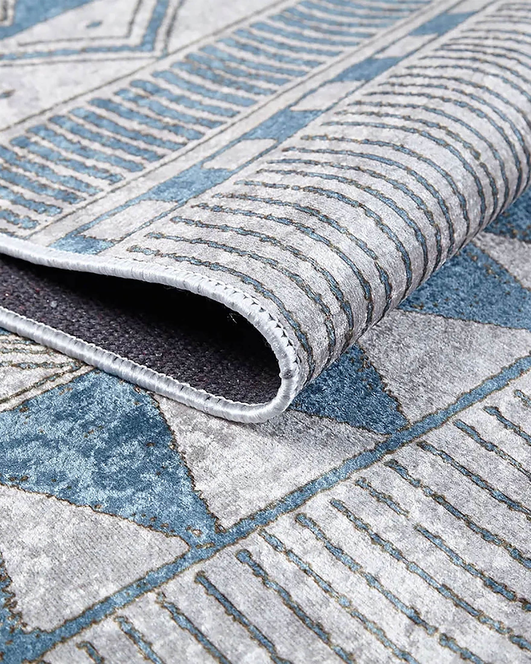 Alaya Turkish Blue Geometric Artistic Decor Rug