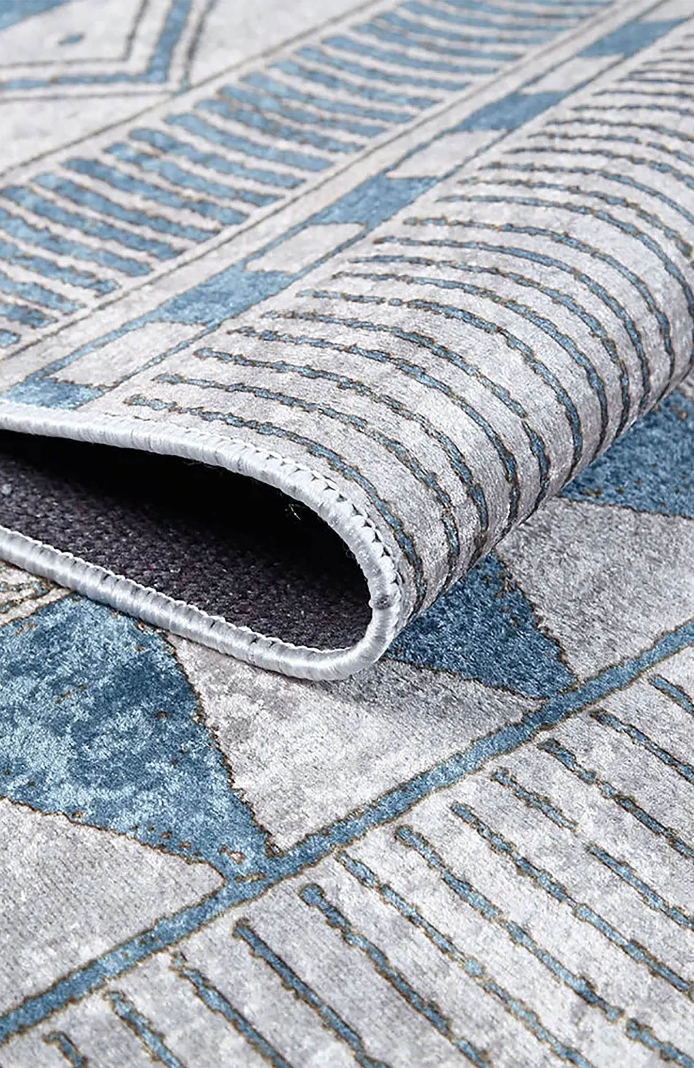 Alaya Turkish Blue Geometric Artistic Decor Rug