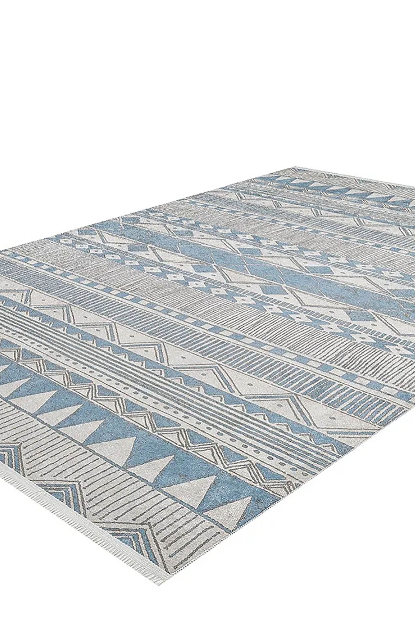 Alaya Turkish Blue Geometric Artistic Decor Rug