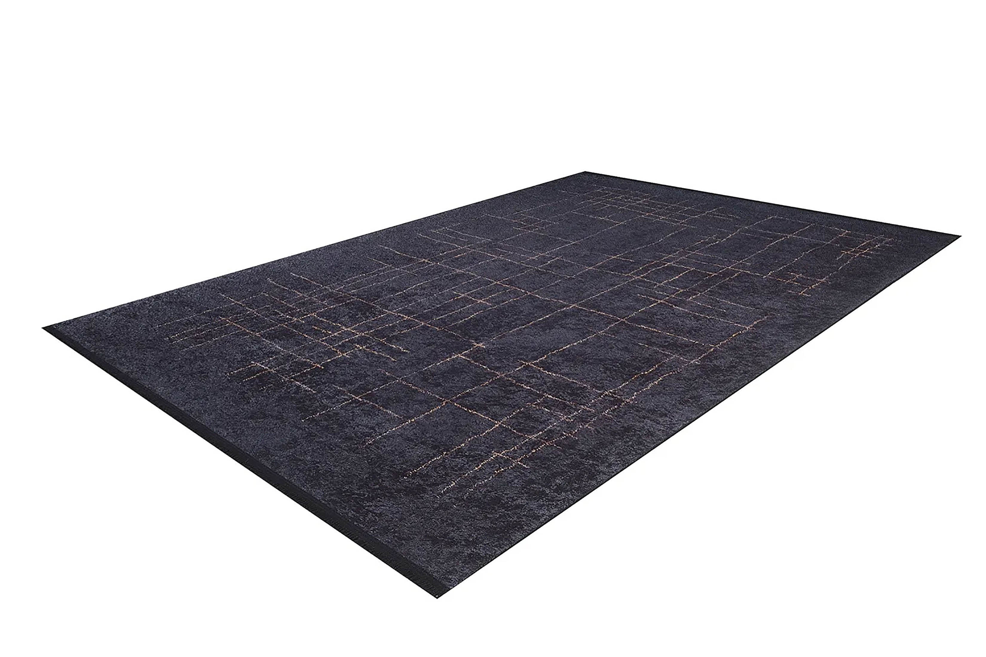 Daniela Trellis Geometric Luxury Black Brown Rug