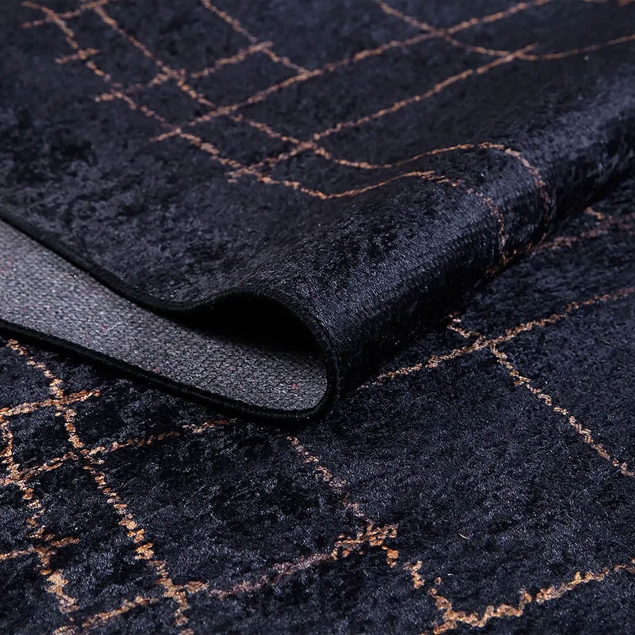 Daniela Trellis Geometric Luxury Black Brown Rug