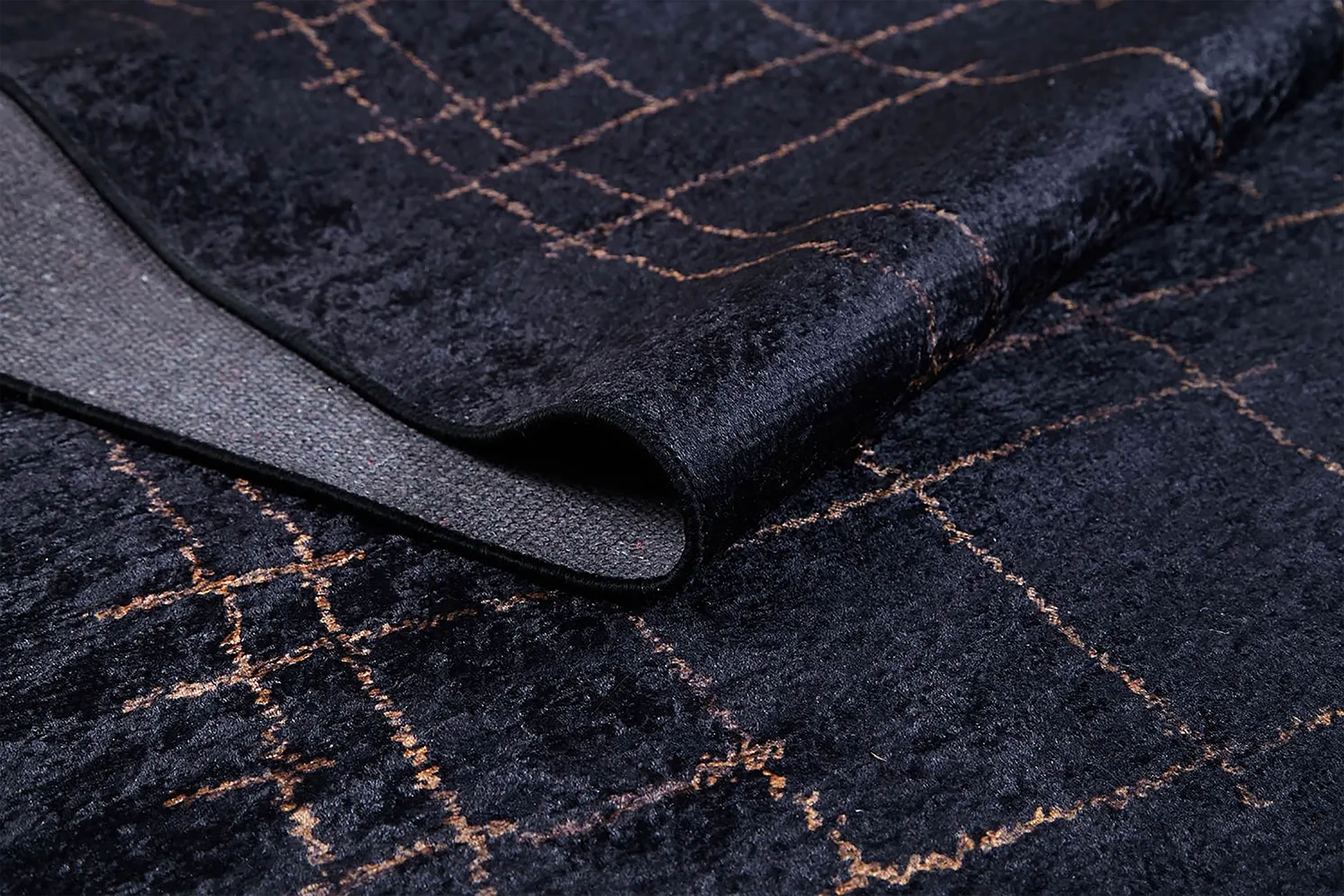 Daniela Trellis Geometric Luxury Black Brown Rug