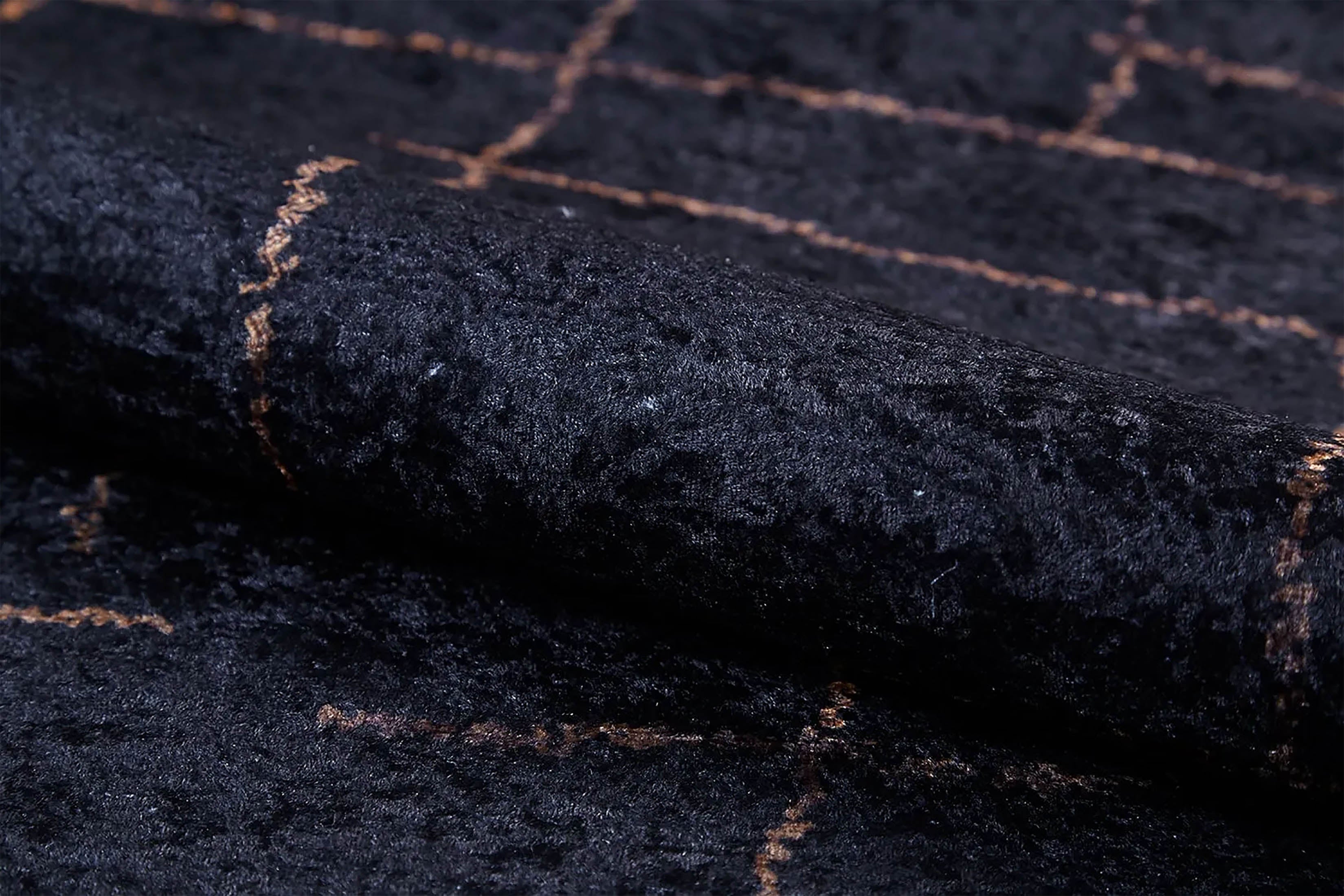 Daniela Trellis Geometric Luxury Black Brown Rug