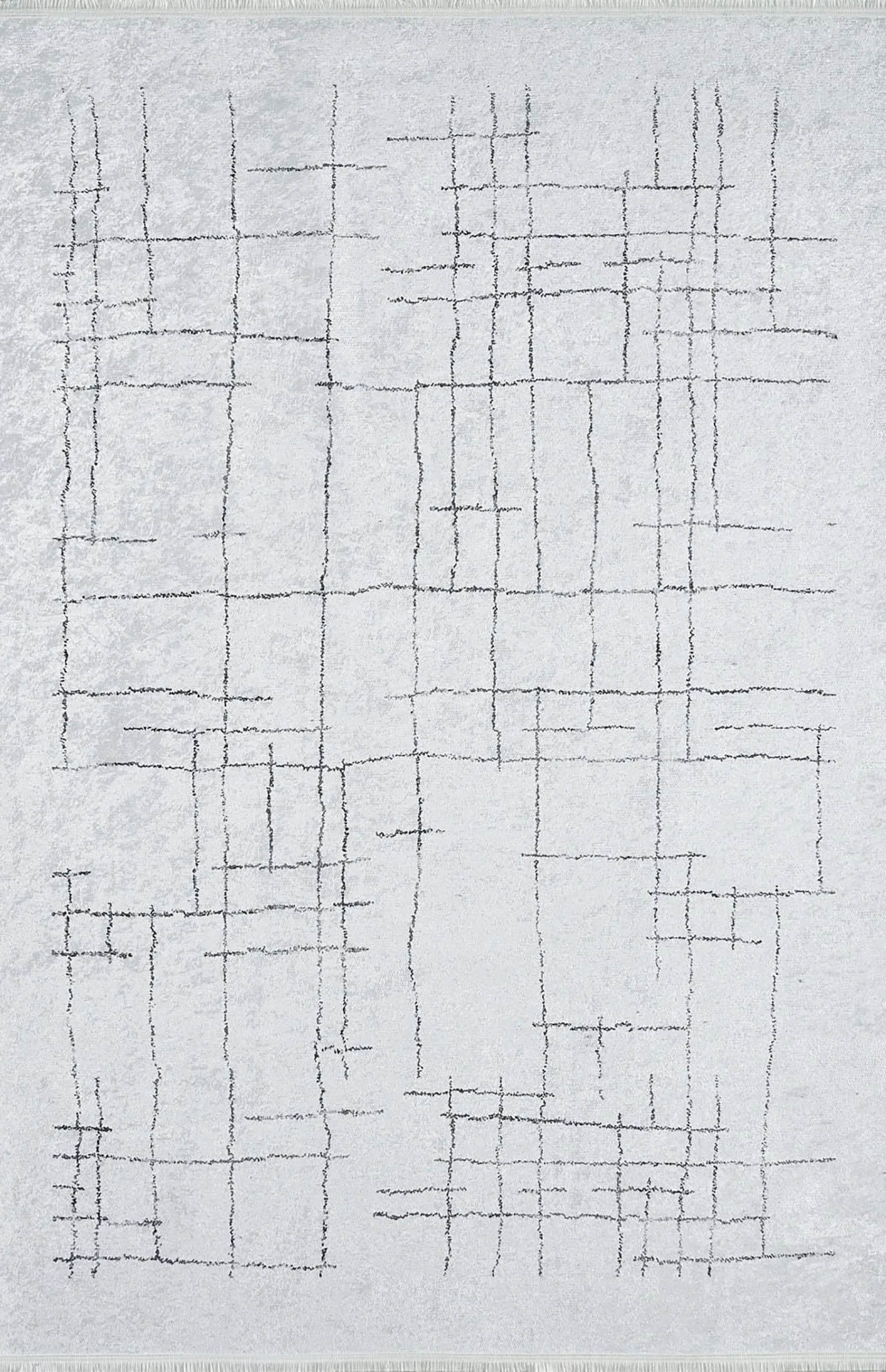 Camille Trellis Geometric Luxury Cream Black Rug