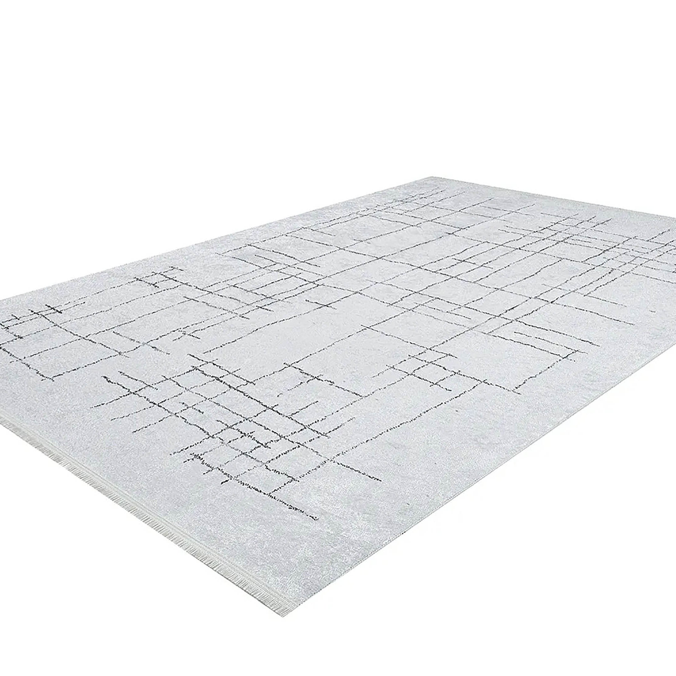 Camille Trellis Geometric Luxury Cream Black Rug