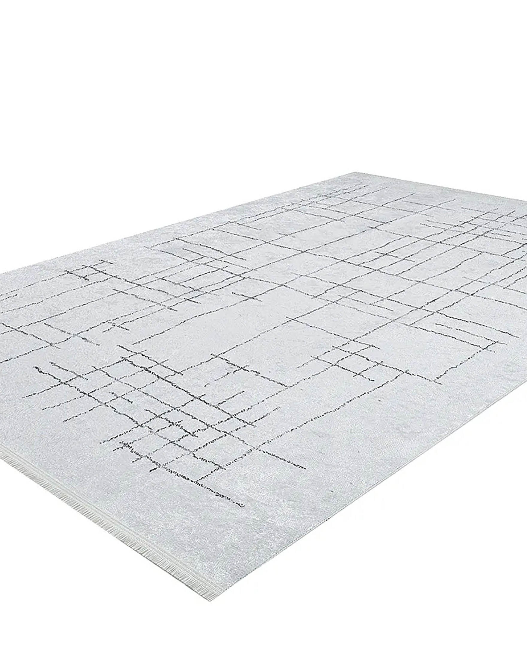 Camille Trellis Geometric Luxury Cream Black Rug