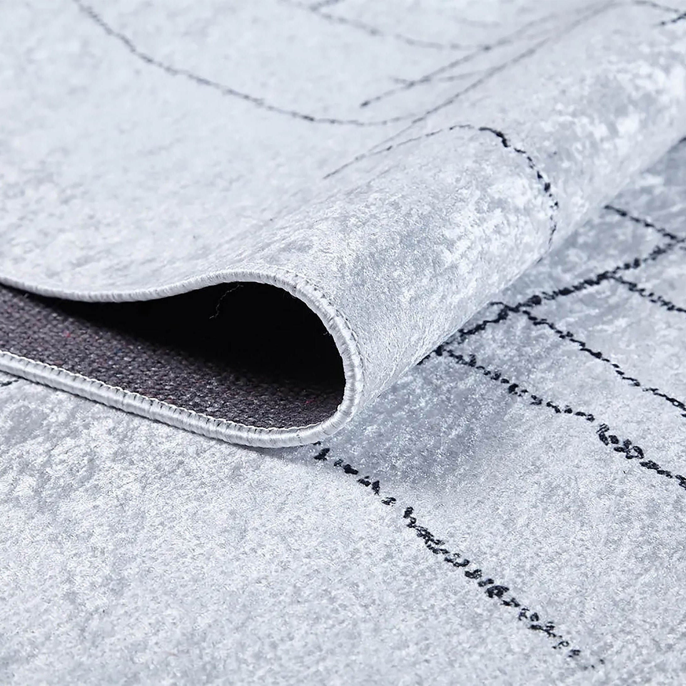 Camille Trellis Geometric Luxury Cream Black Rug