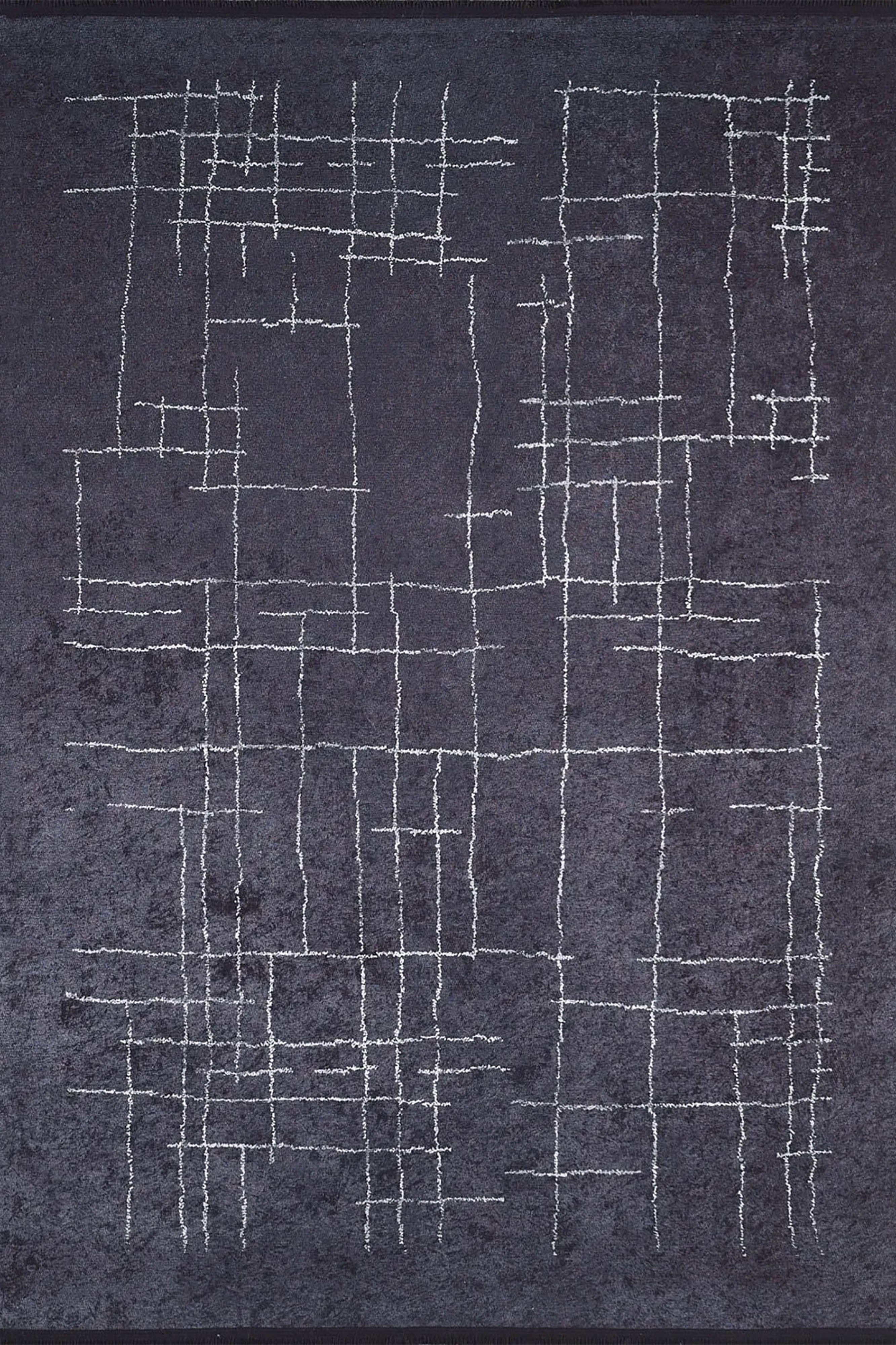 Danna Trellis Geometric Luxury Black White Rug