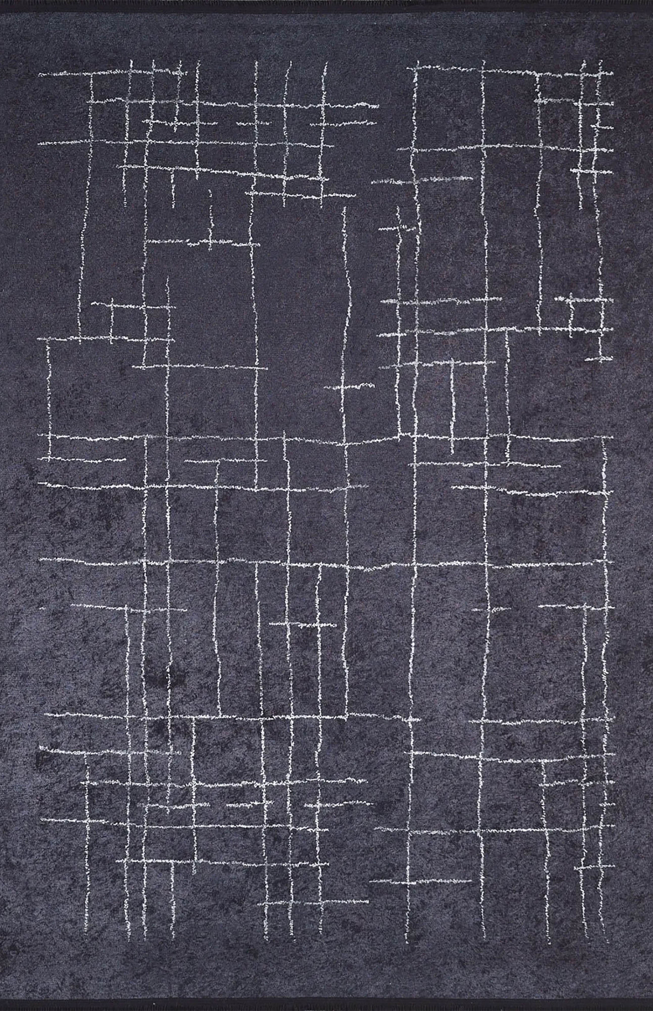 Danna Trellis Geometric Luxury Black White Rug