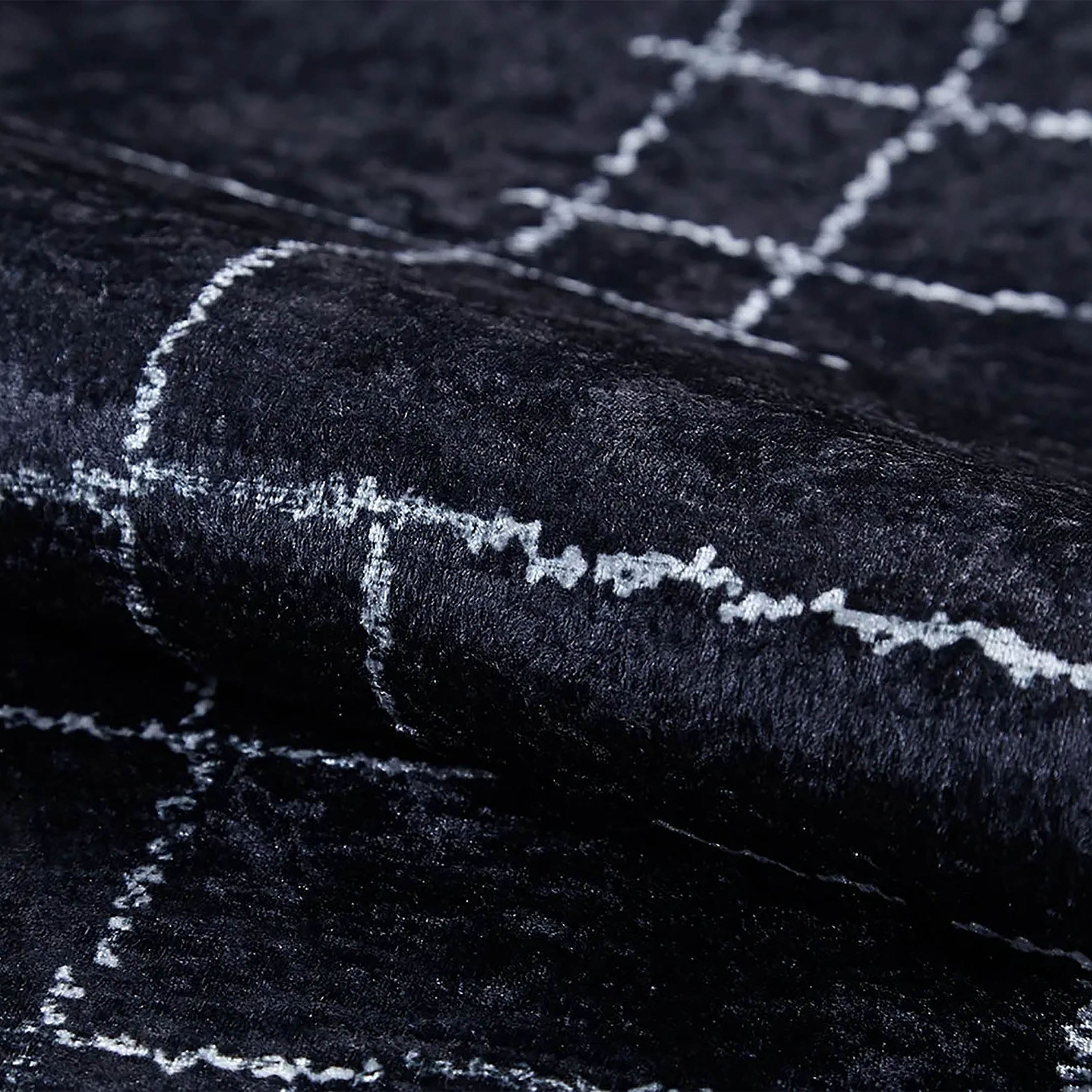 Danna Trellis Geometric Luxury Black White Rug