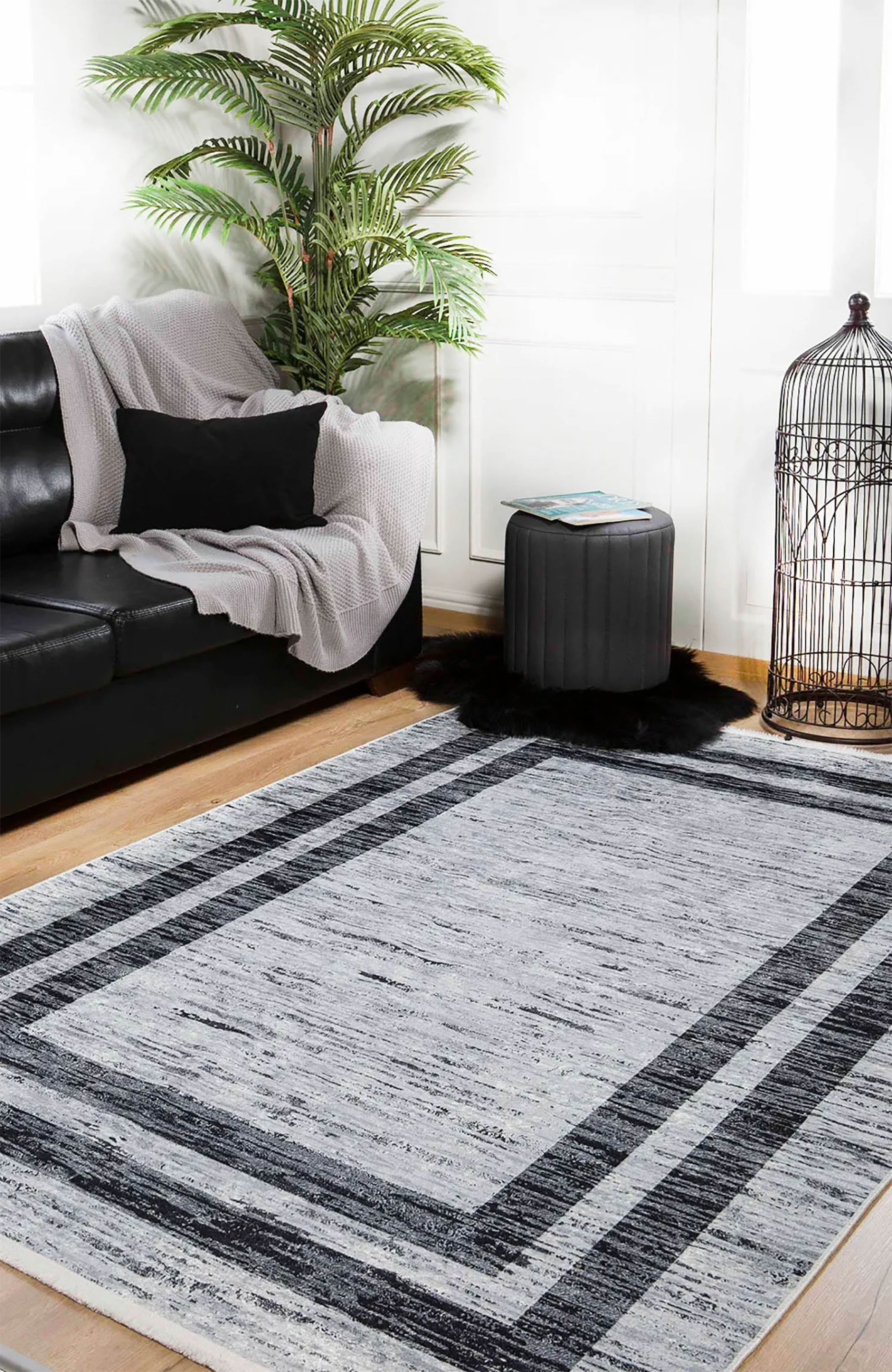 Rosalie Geometric Border Abstract Rug