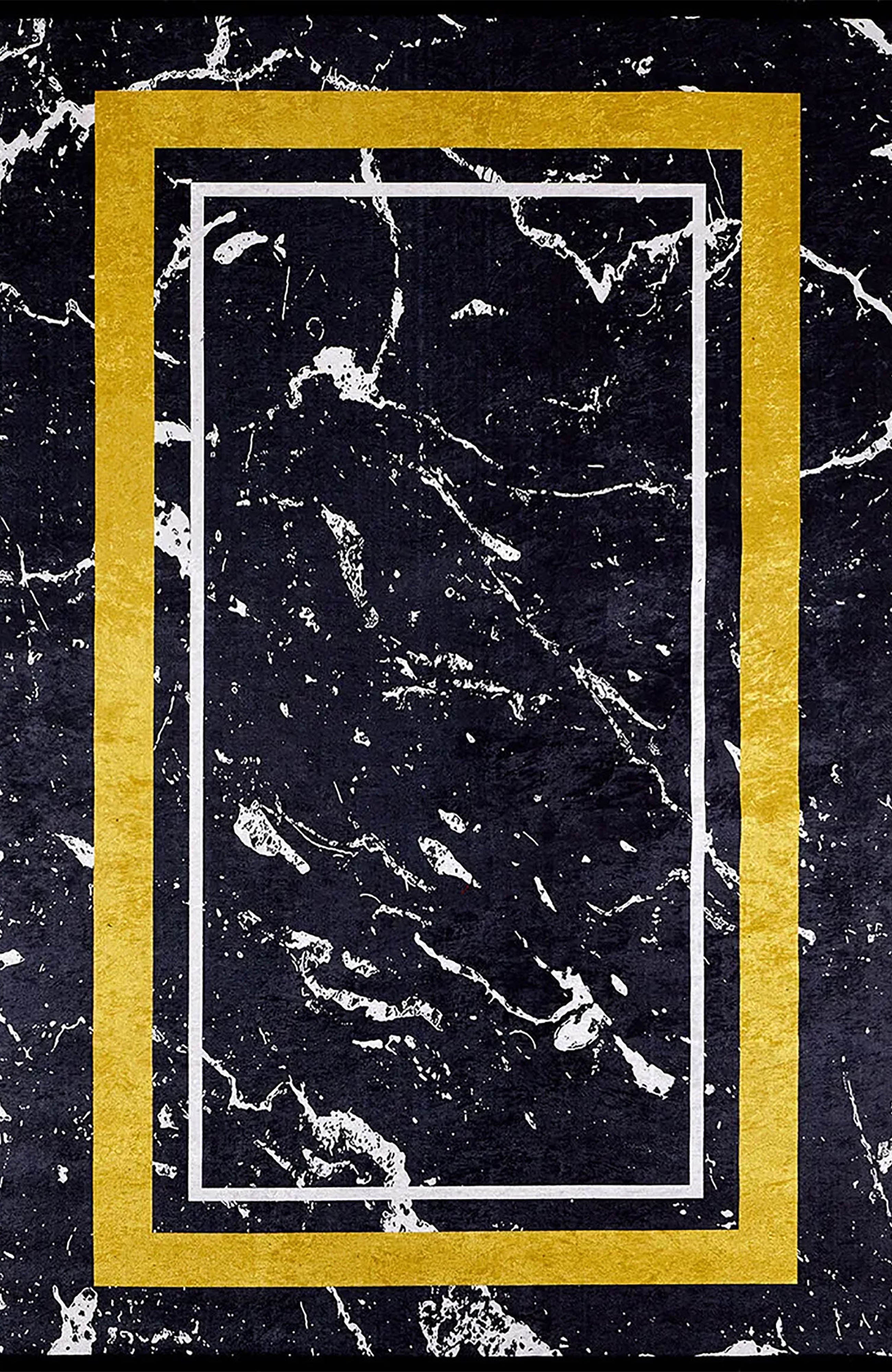 Wren Geometric Marble Border Modern Rug