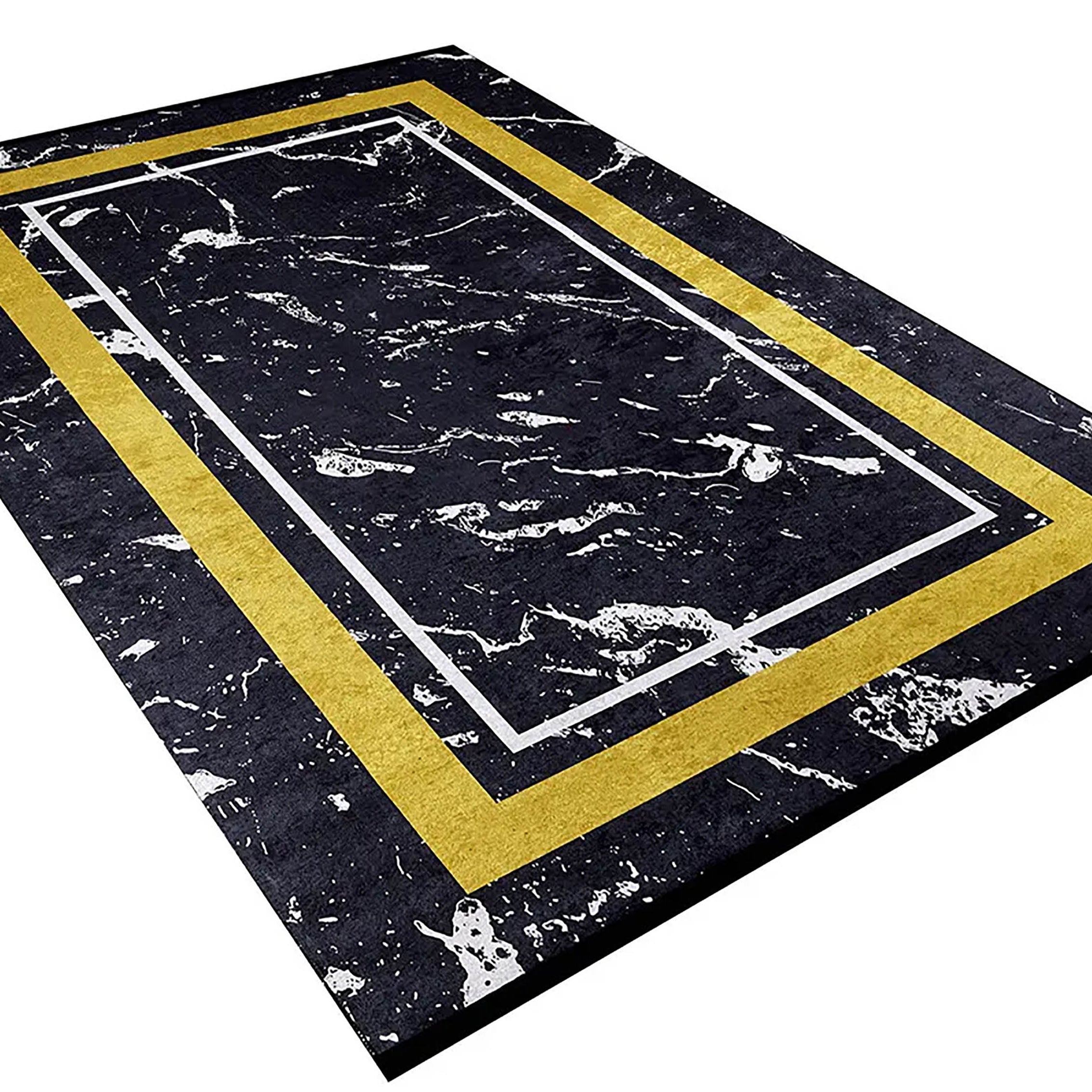 Wren Geometric Marble Border Modern Rug