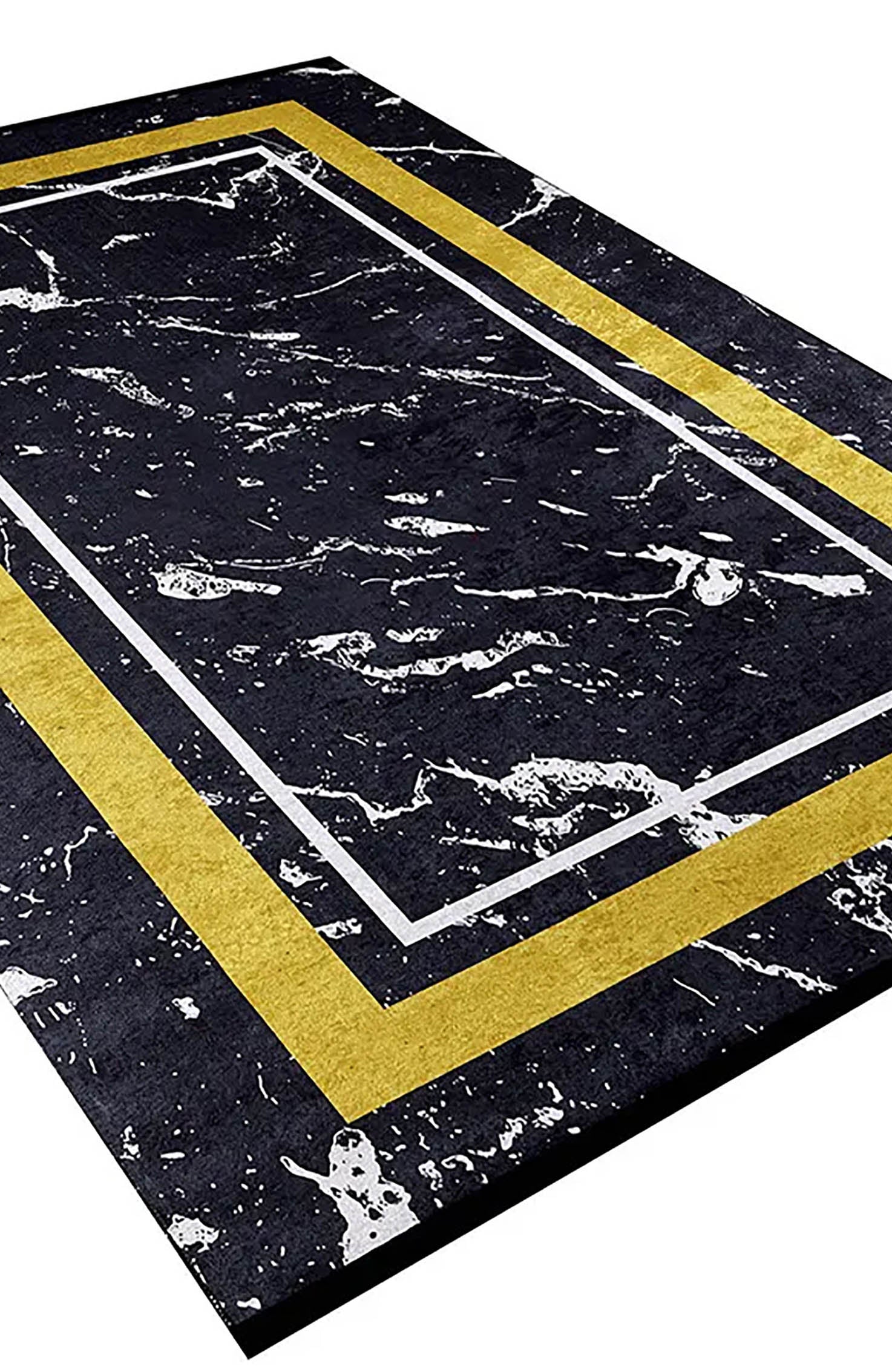 Wren Geometric Marble Border Modern Rug