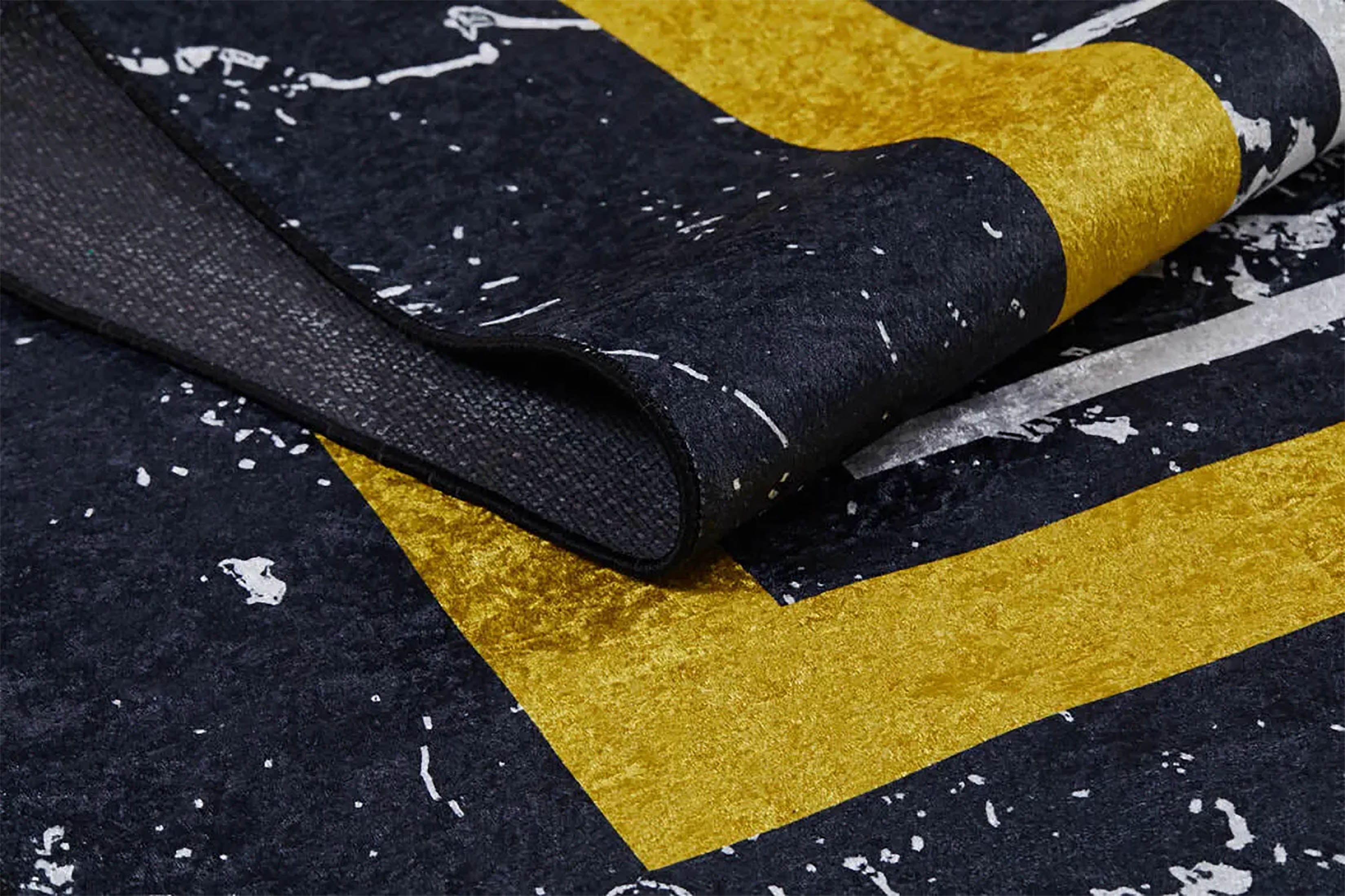 Wren Geometric Marble Border Modern Rug