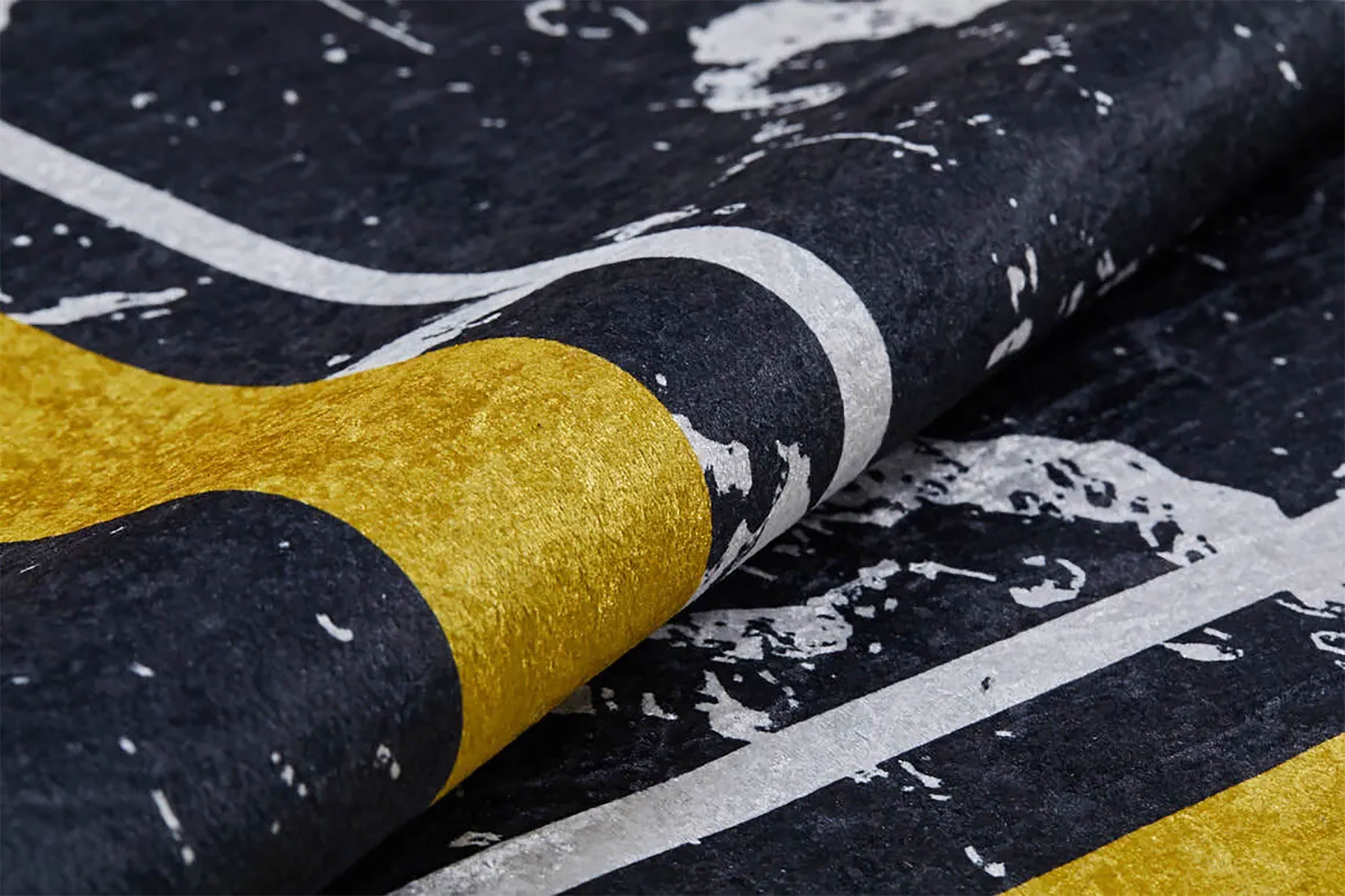 Wren Geometric Marble Border Modern Rug