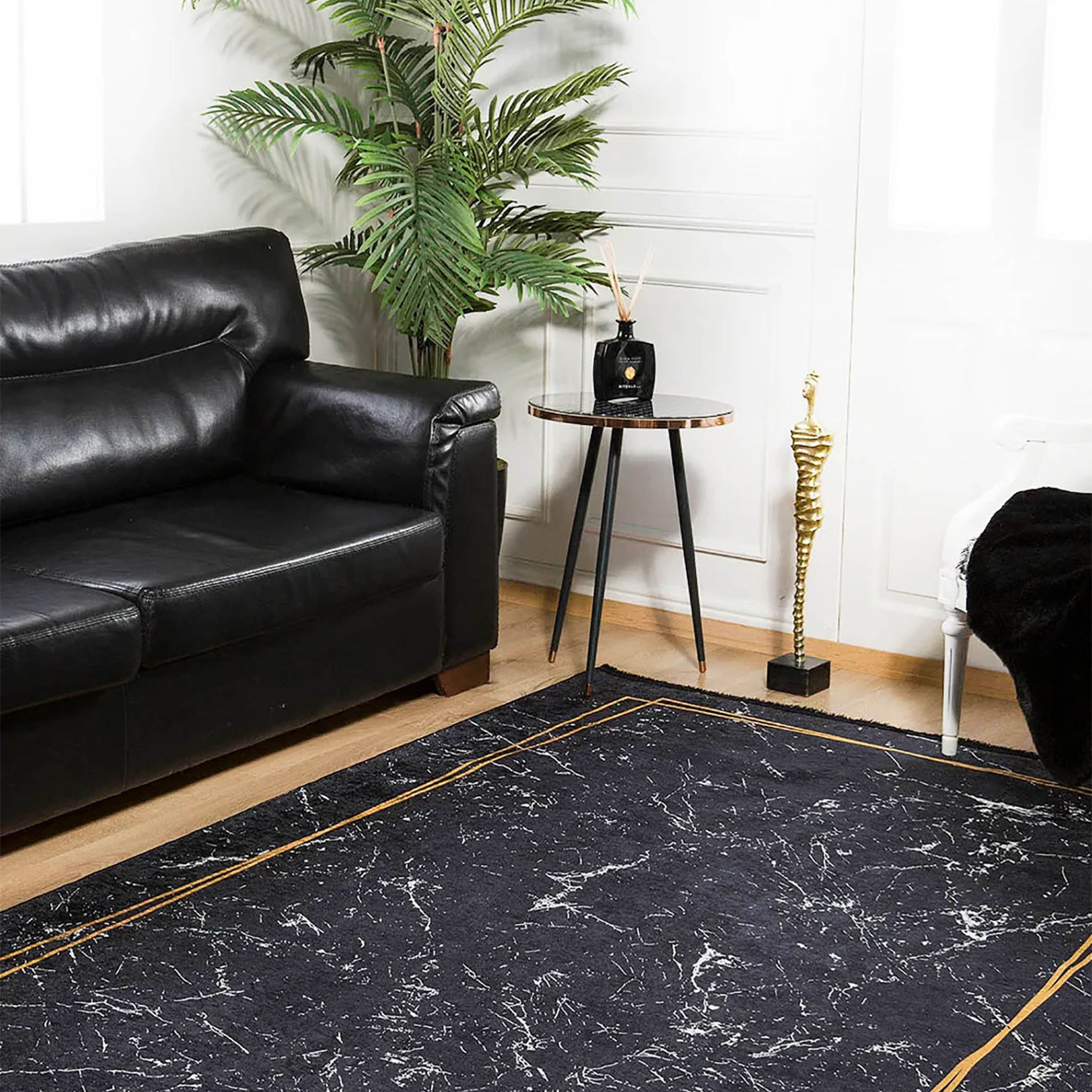 Lilah Geometric Marble Border Modern Rug