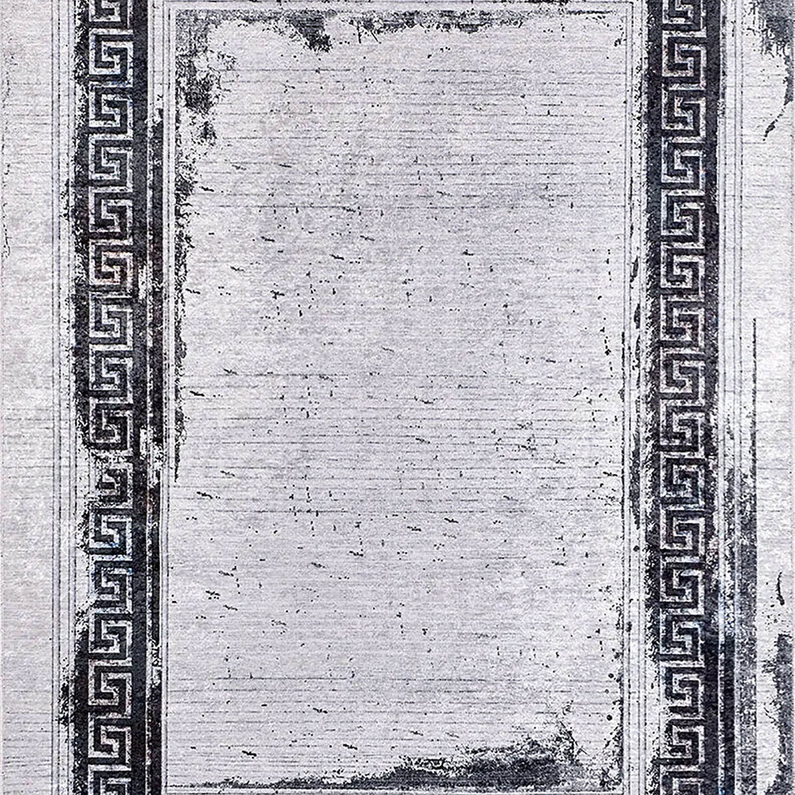 Bellamy Geometric Greek Key Border Abstract Rug